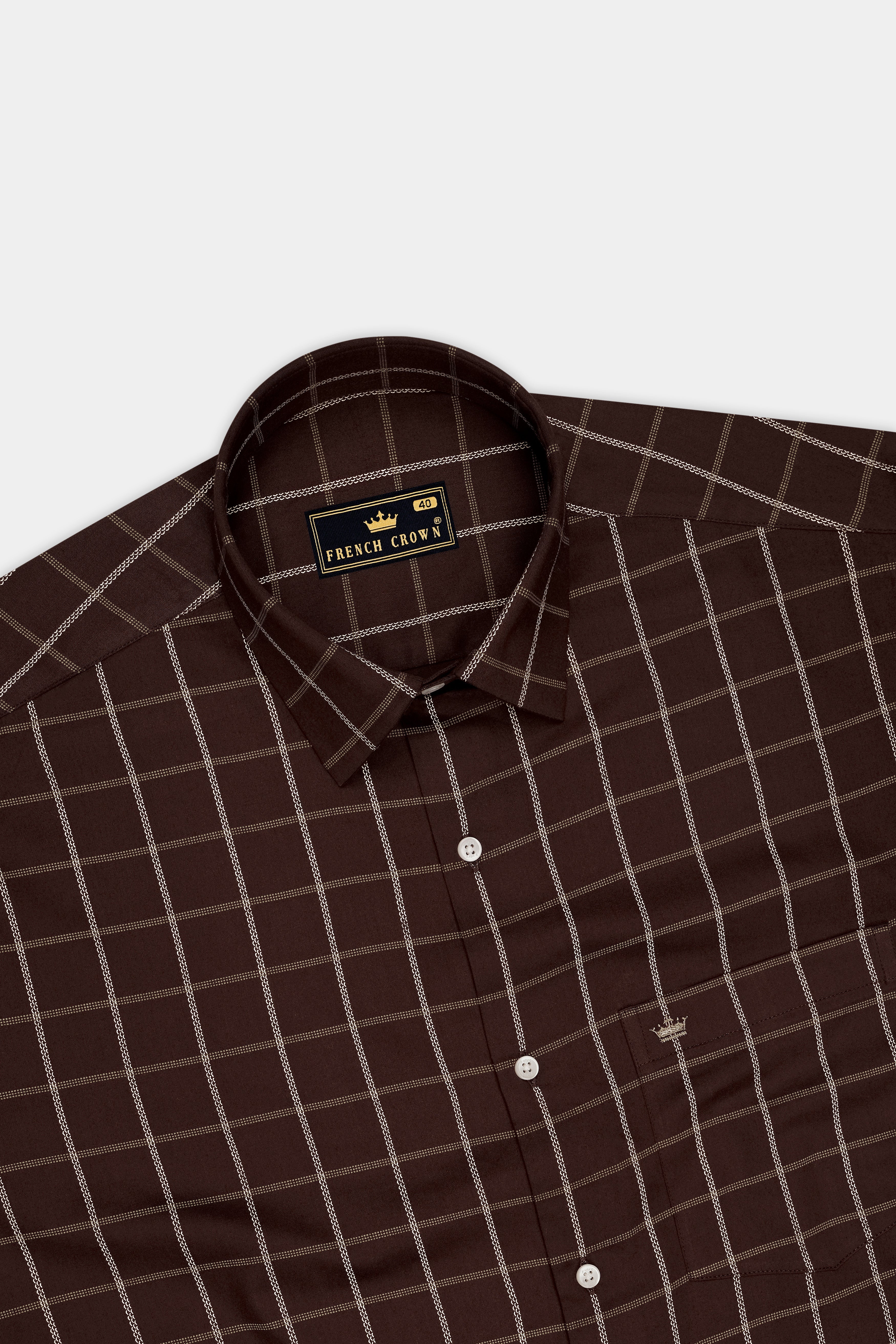 Heritage-Hickory Brown Windowpane Subtle Sheen Soft Premium Cotton Dress Shirt