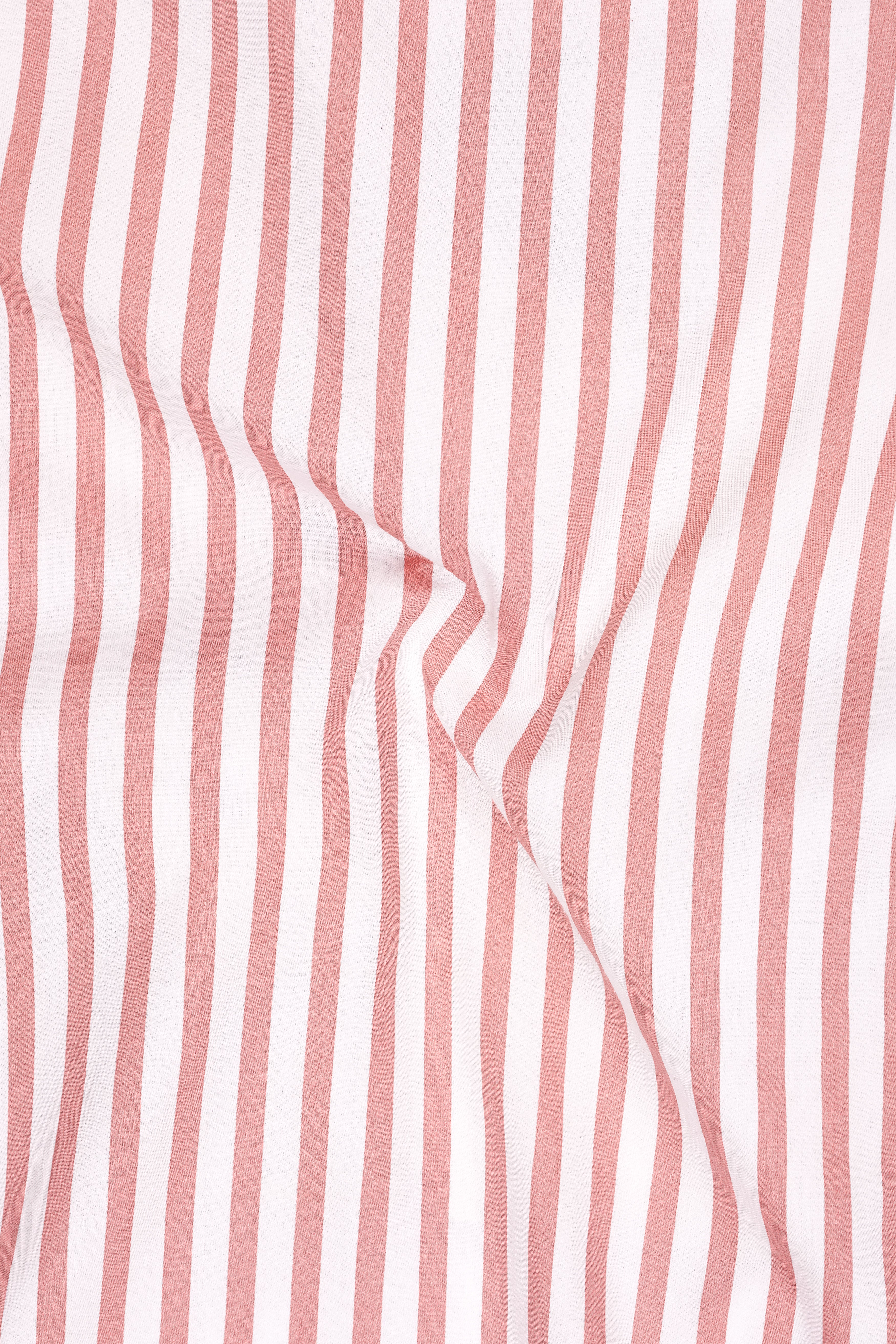 Blush-Sea Pink And Bright White Candy Striped Subtle Sheen Super Soft Premium Cotton Dress White Cuff Collar Shirt