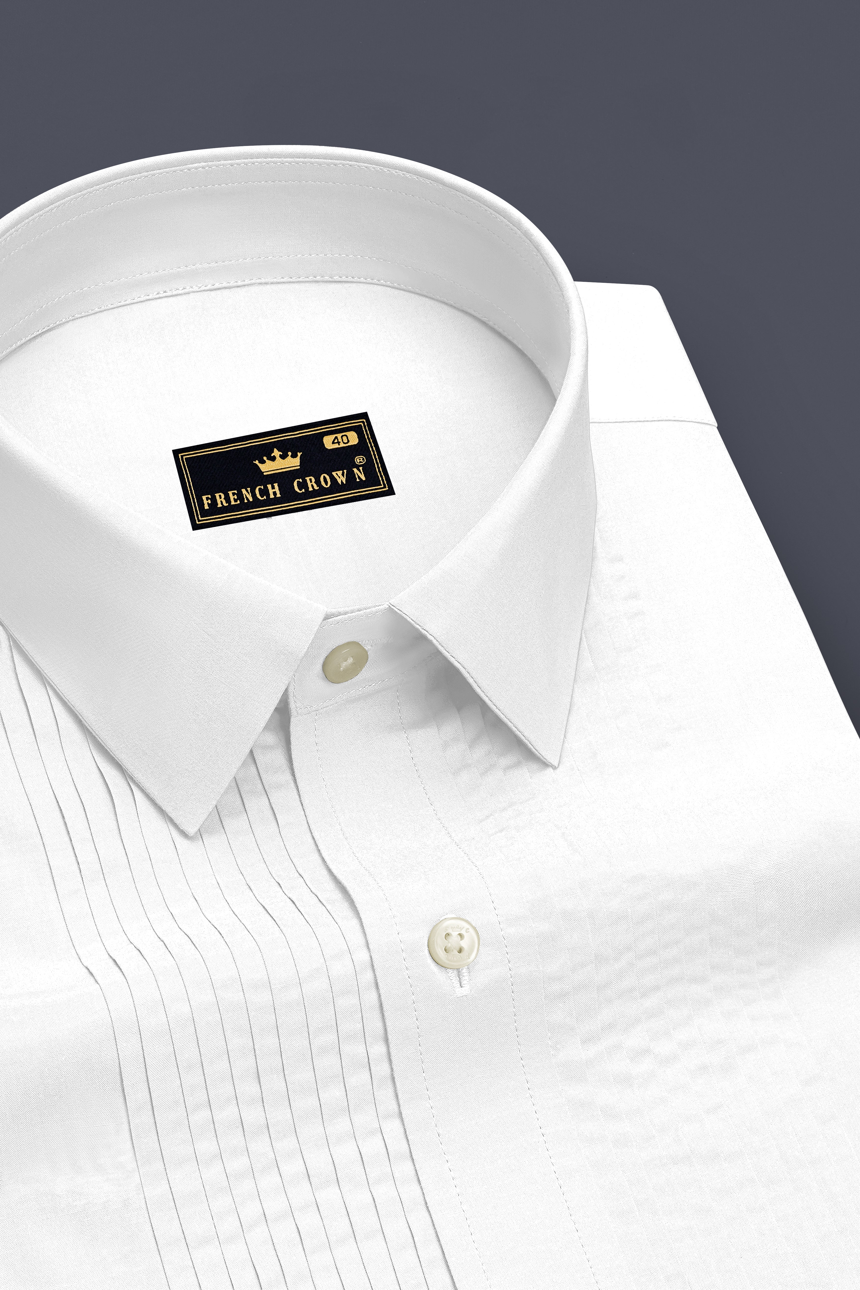 Lumine-Bright White Premium Giza Cotton Tuxedo Dress Shirt