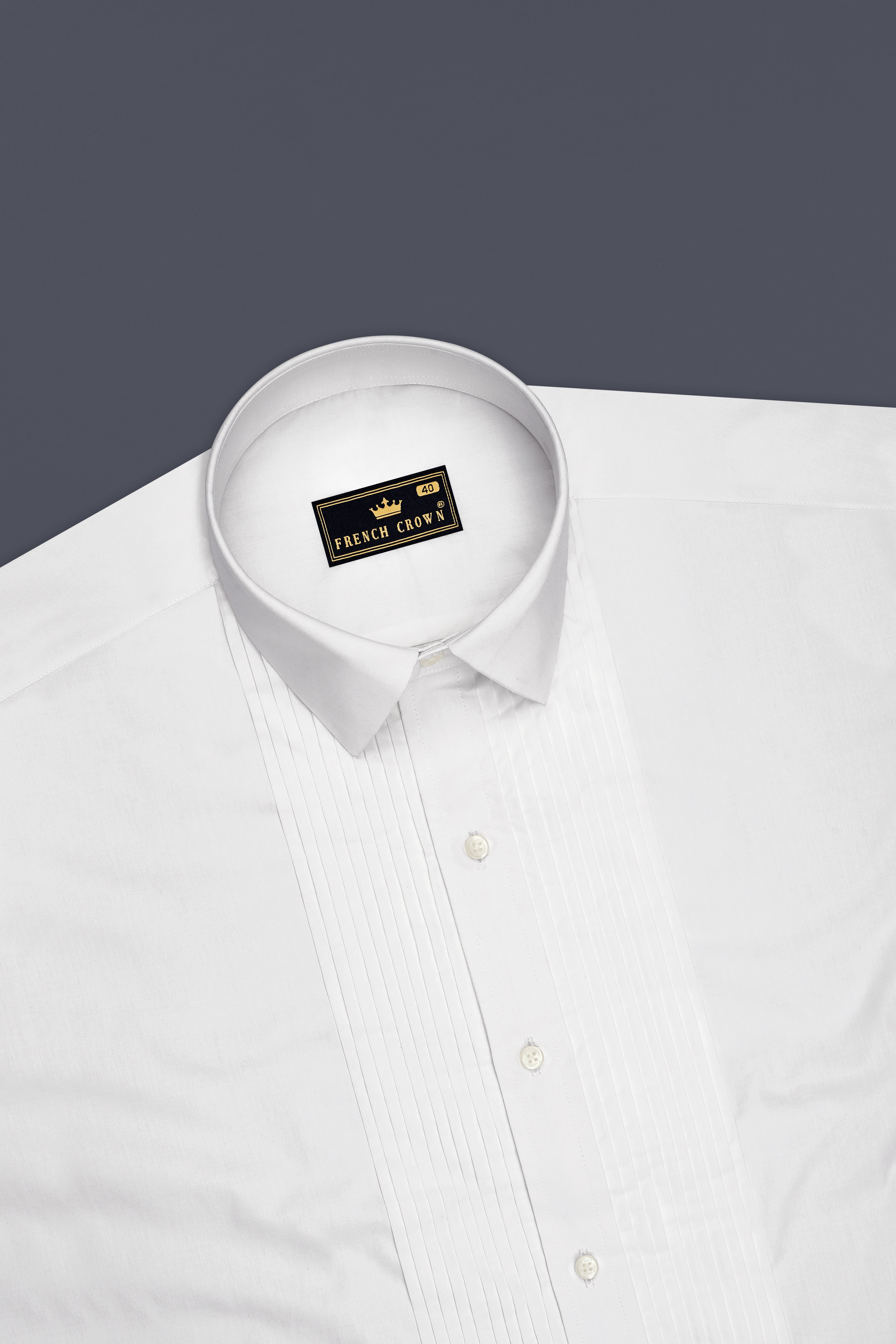 Lumine-Bright White Premium Giza Cotton Tuxedo Dress Shirt