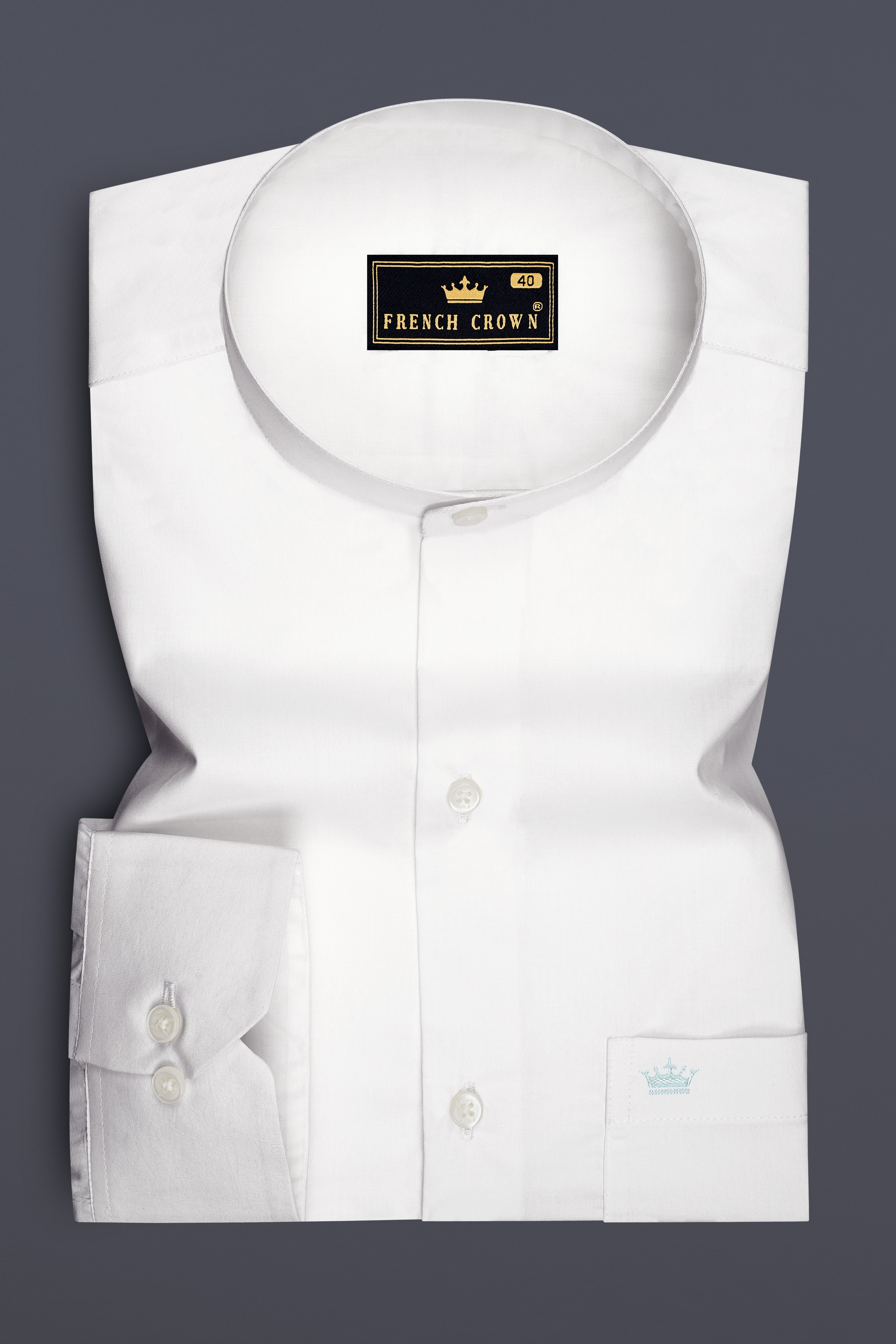 Lumine-Bright White Premium Giza Cotton Mandarin Casual Shirt