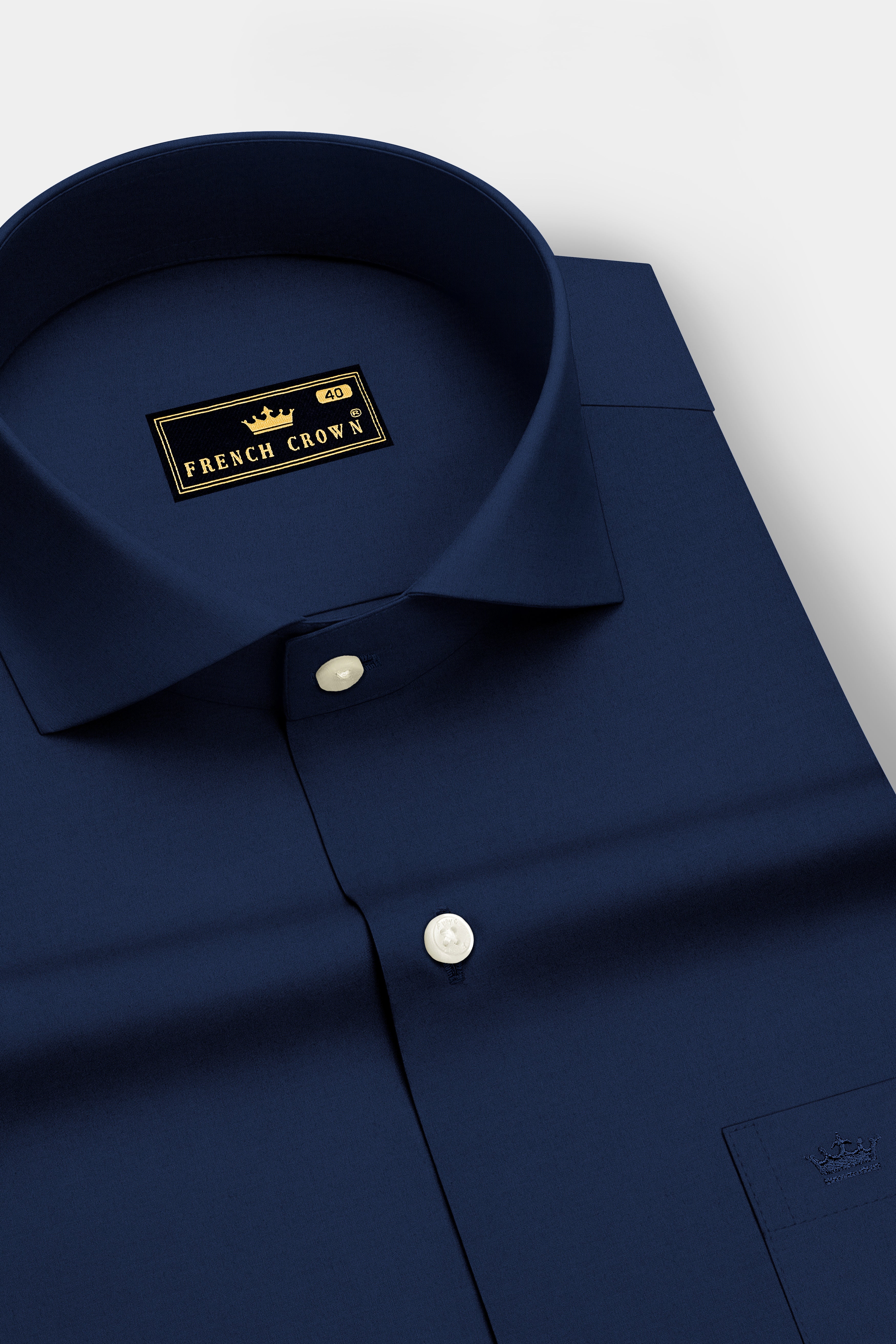 Noctis-Big Stone Navy Premium Giza Cotton Cut Away Collar Dress Shirt