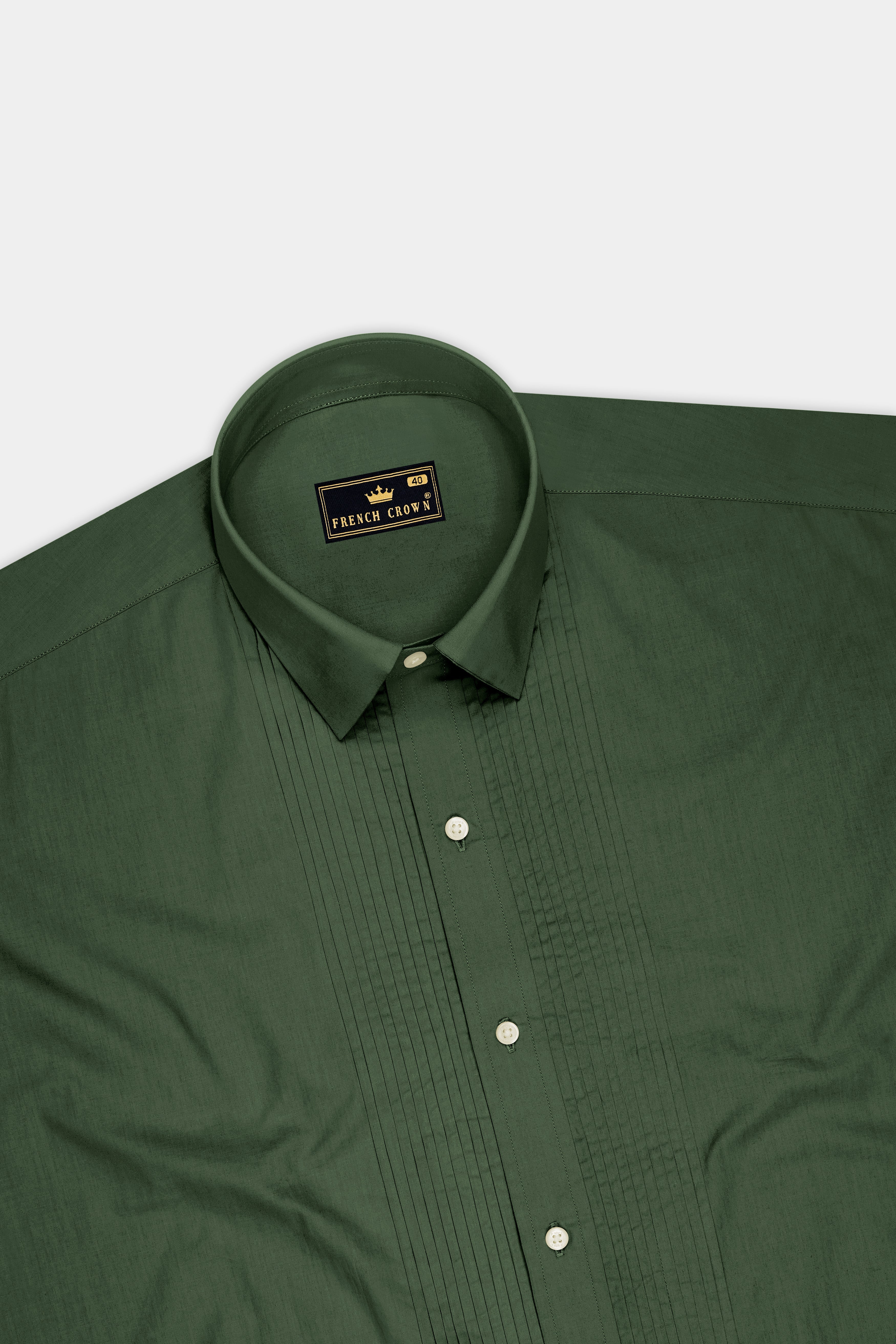 Olivine-Rifle Green Premium Giza Cotton Tuxedo Dress Shirt