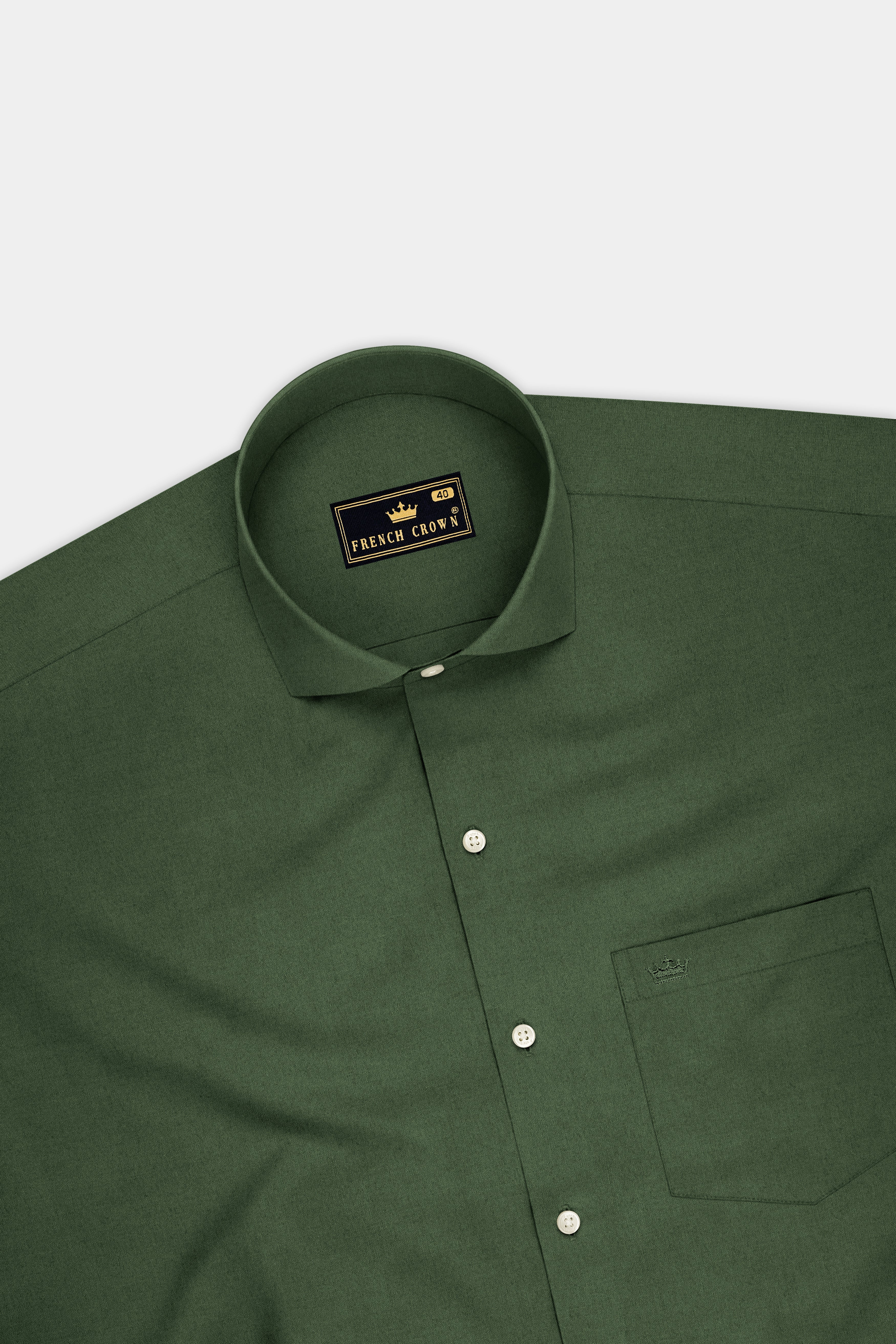 Olivine-Rifle Green Premium Giza Cotton Cut Away Collar Dress Shirt