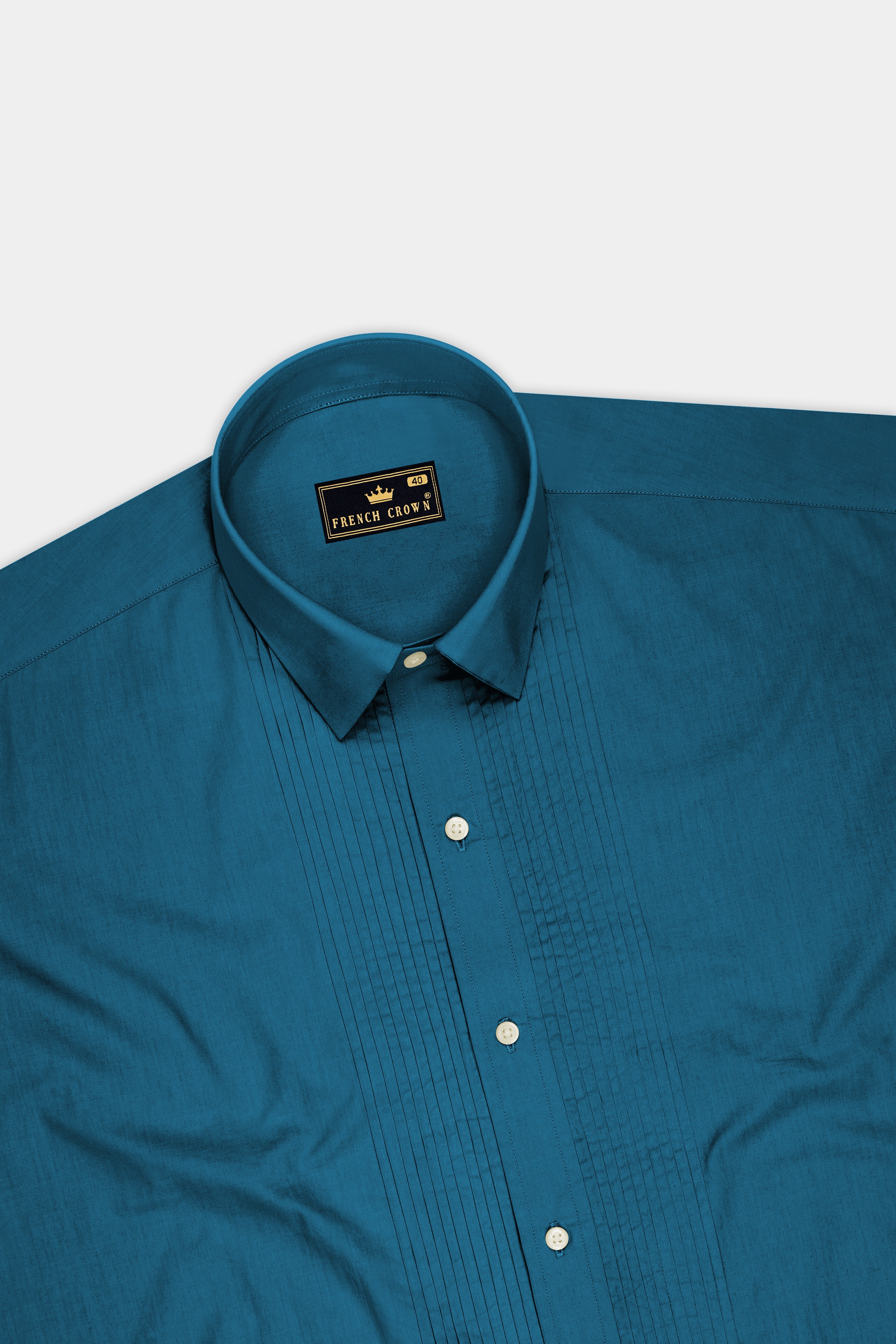 Aether-Chathams Blue Premium Giza Cotton Tuxedo Dress Shirt