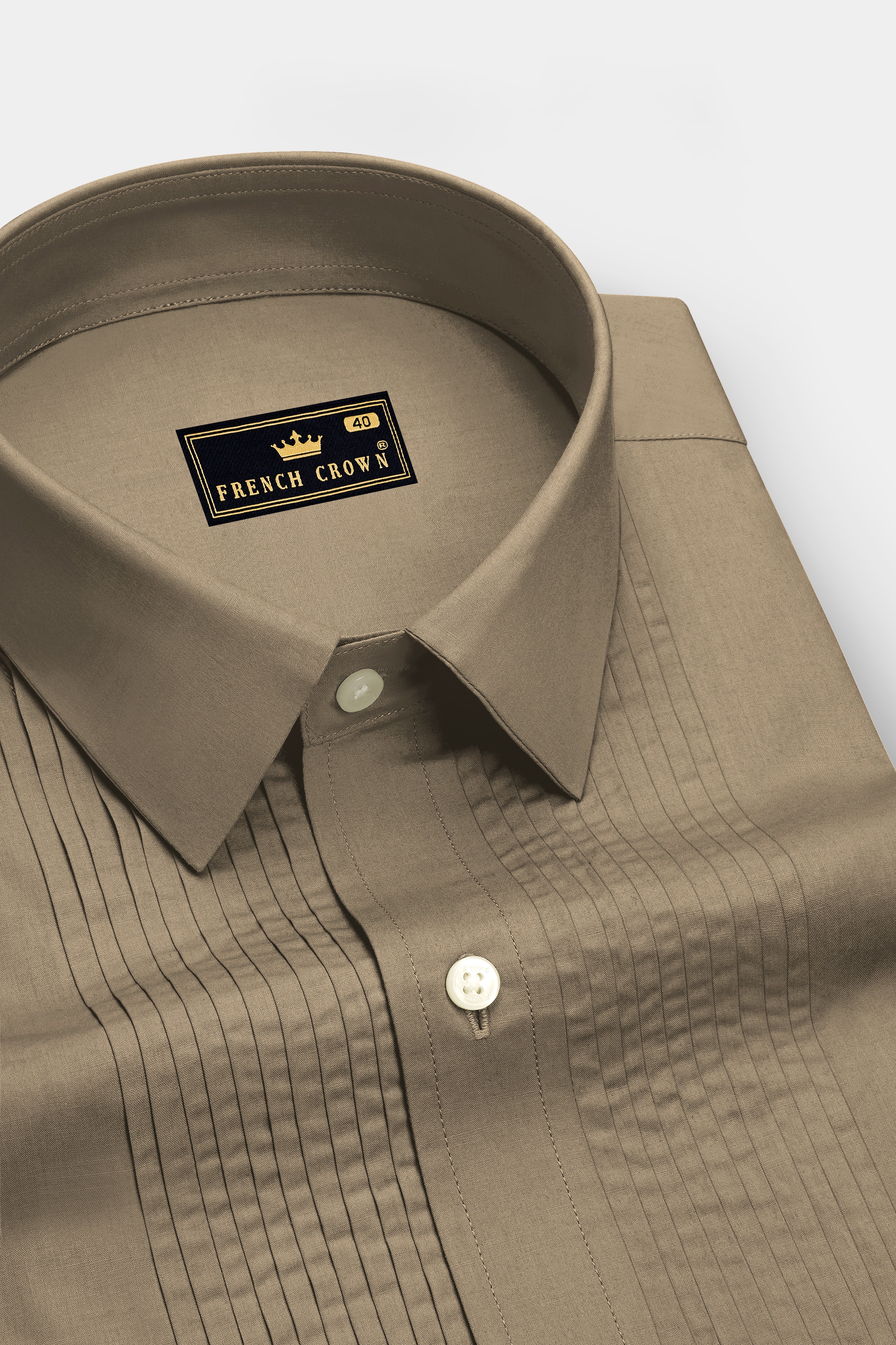 Sienna-Peanut Brown Premium Giza Cotton Tuxedo Dress Shirt