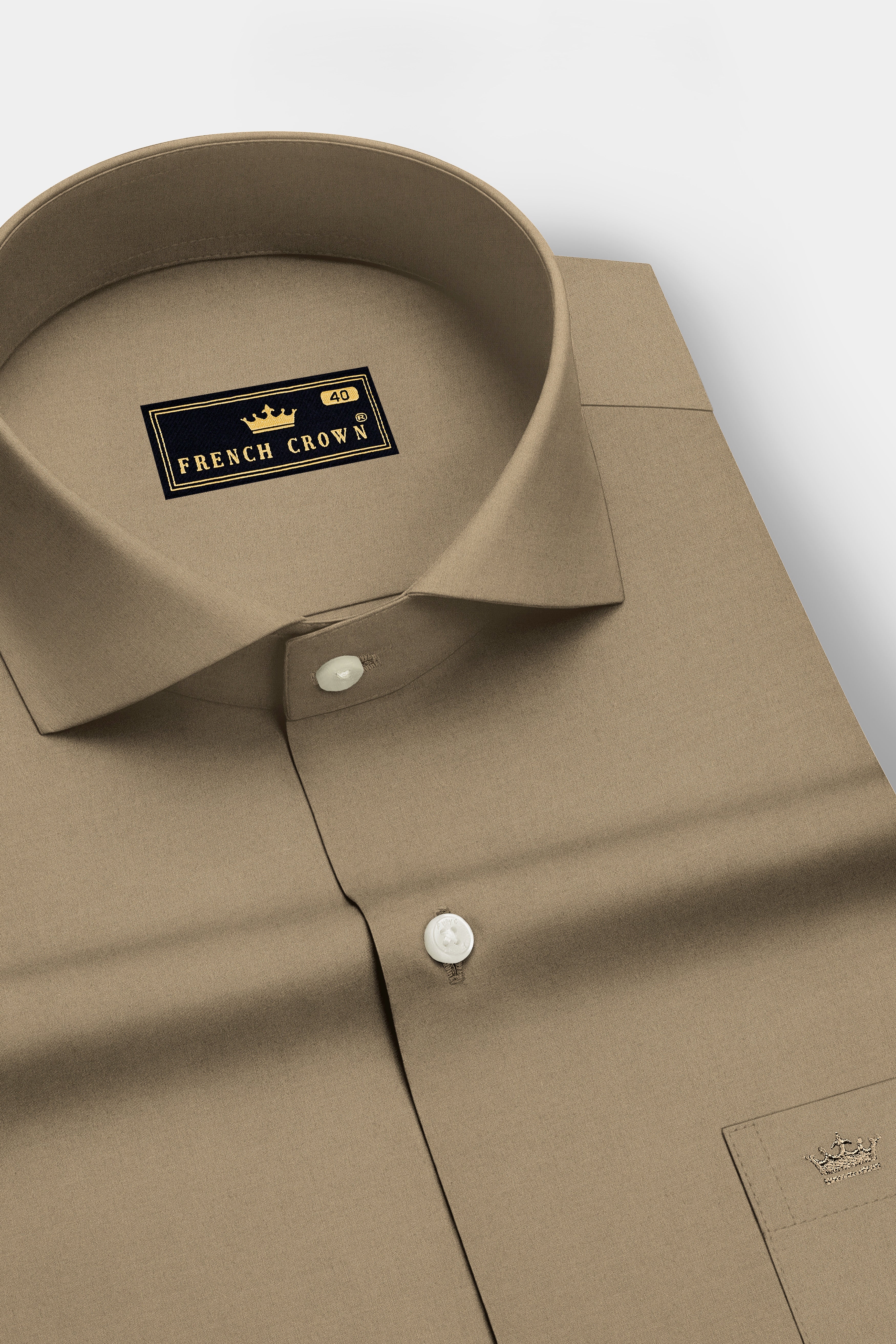 Sienna-Peanut Brown Premium Giza Cotton Cut Away Collar Dress Shirt