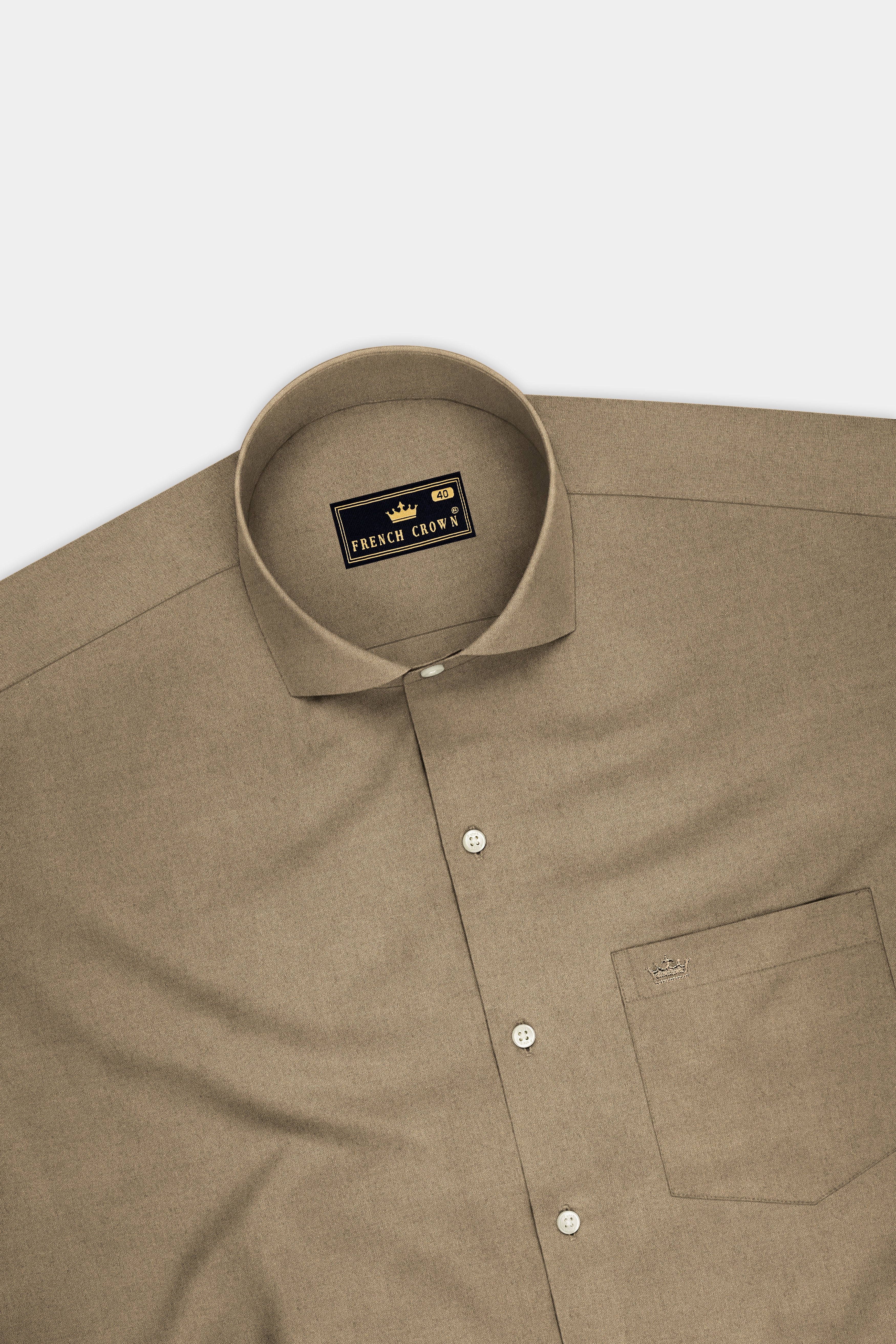 Sienna-Peanut Brown Premium Giza Cotton Cut Away Collar Dress Shirt