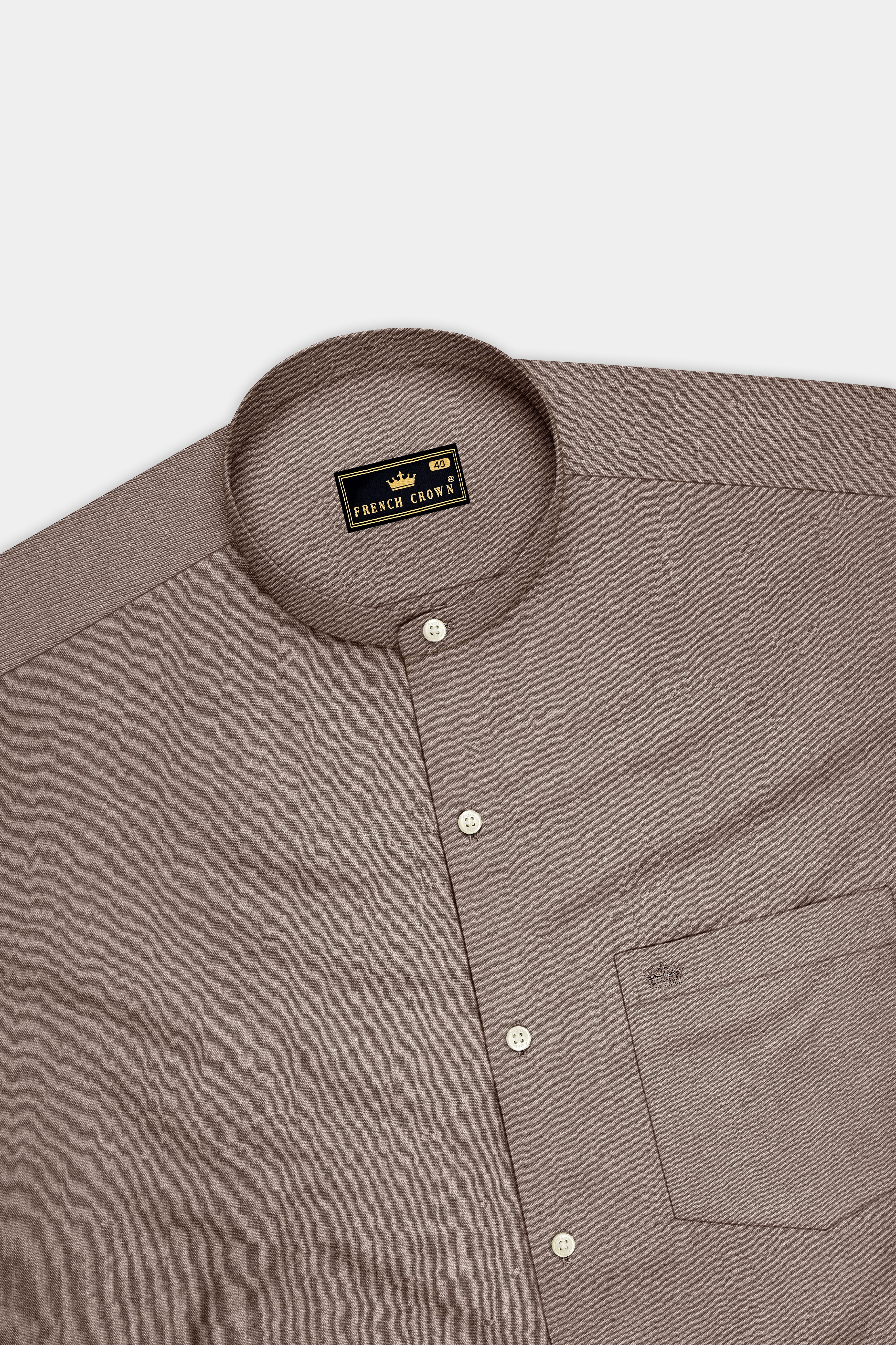 Soren-Hurricane Brown Premium Giza Cotton Mandarin Casual Shirt