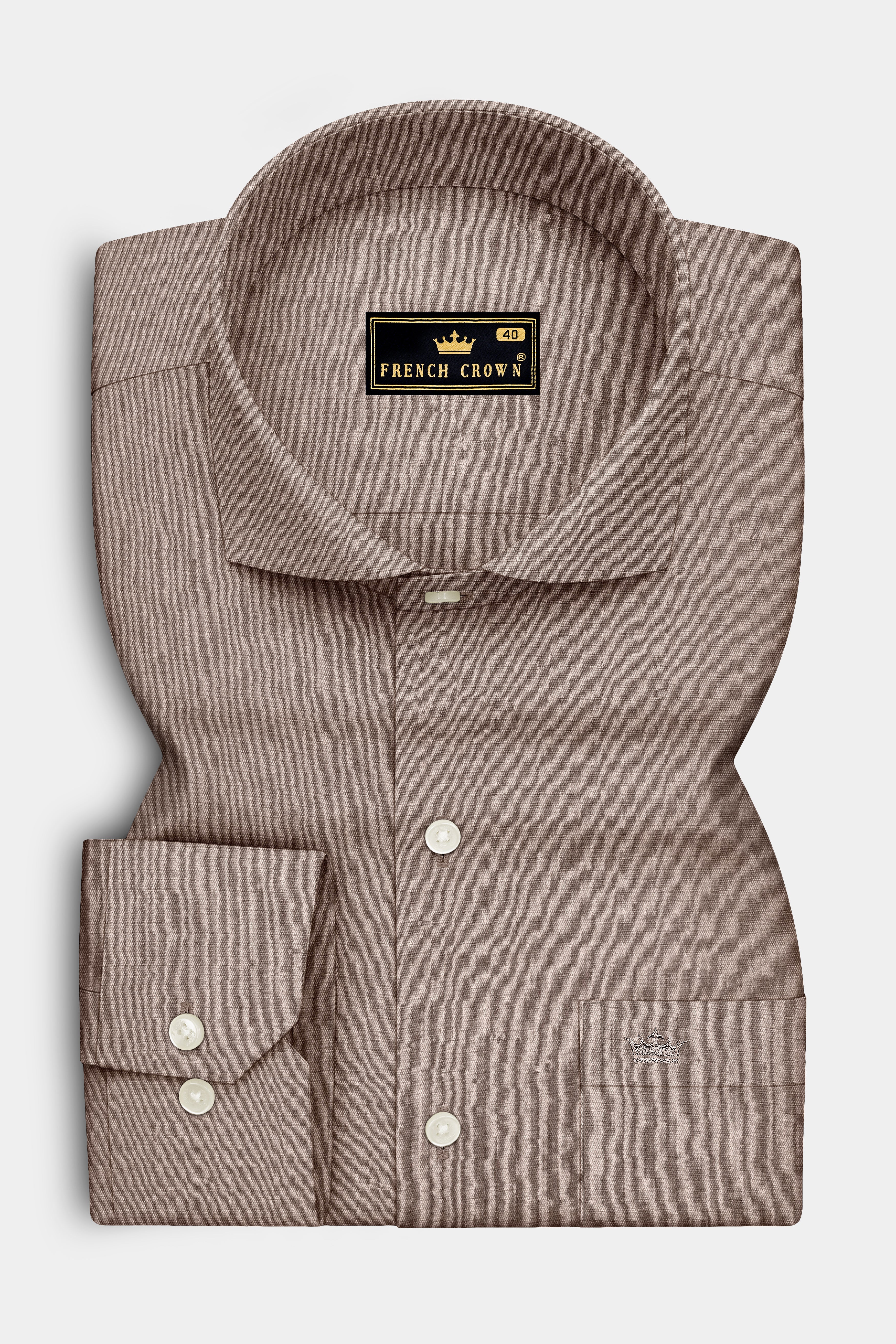 Soren-Hurricane Brown Premium Giza Cotton Cut Away Collar Dress Shirt