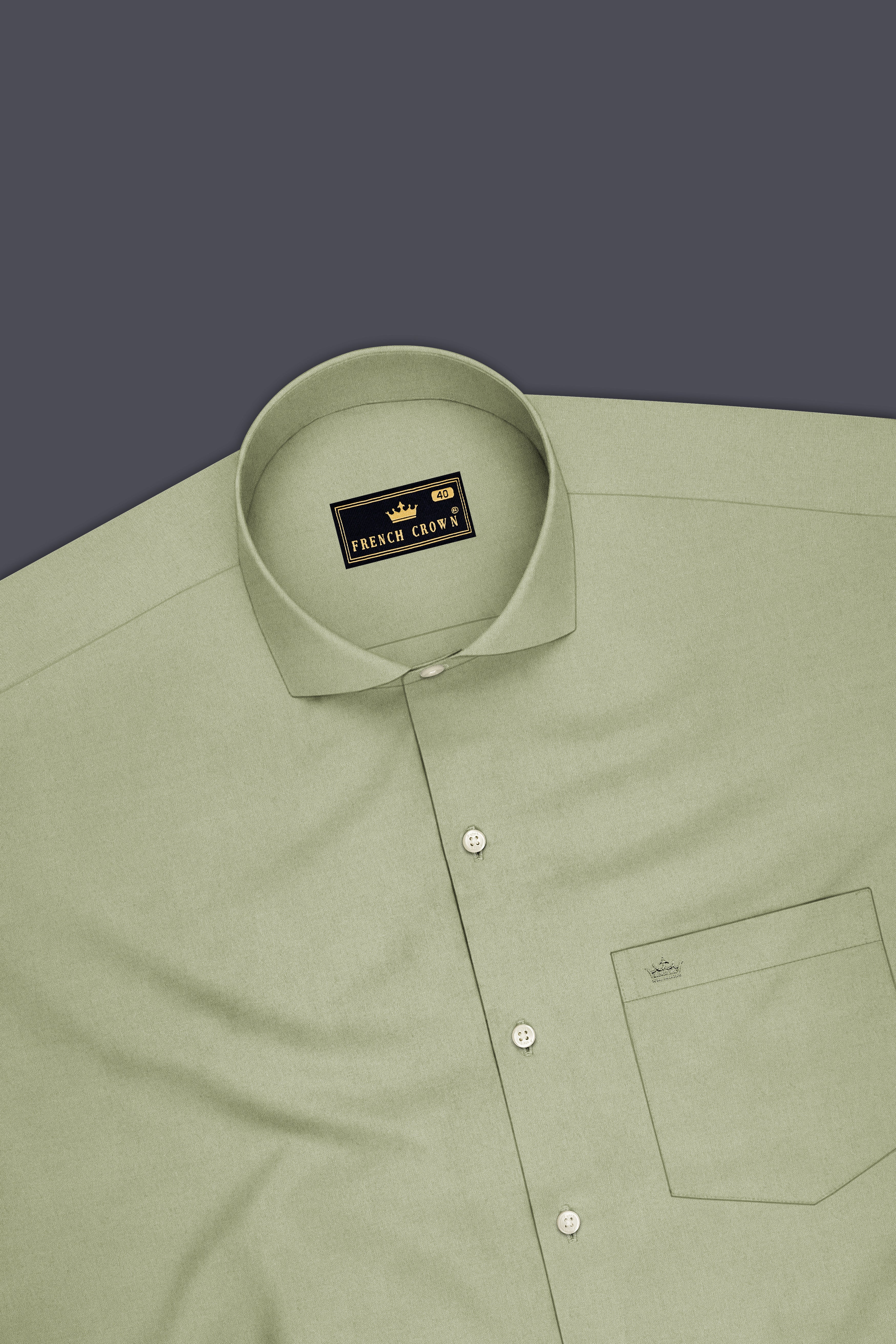 Verdure-Locust Green Premium Giza Cotton Cut Away Collar Dress Shirt