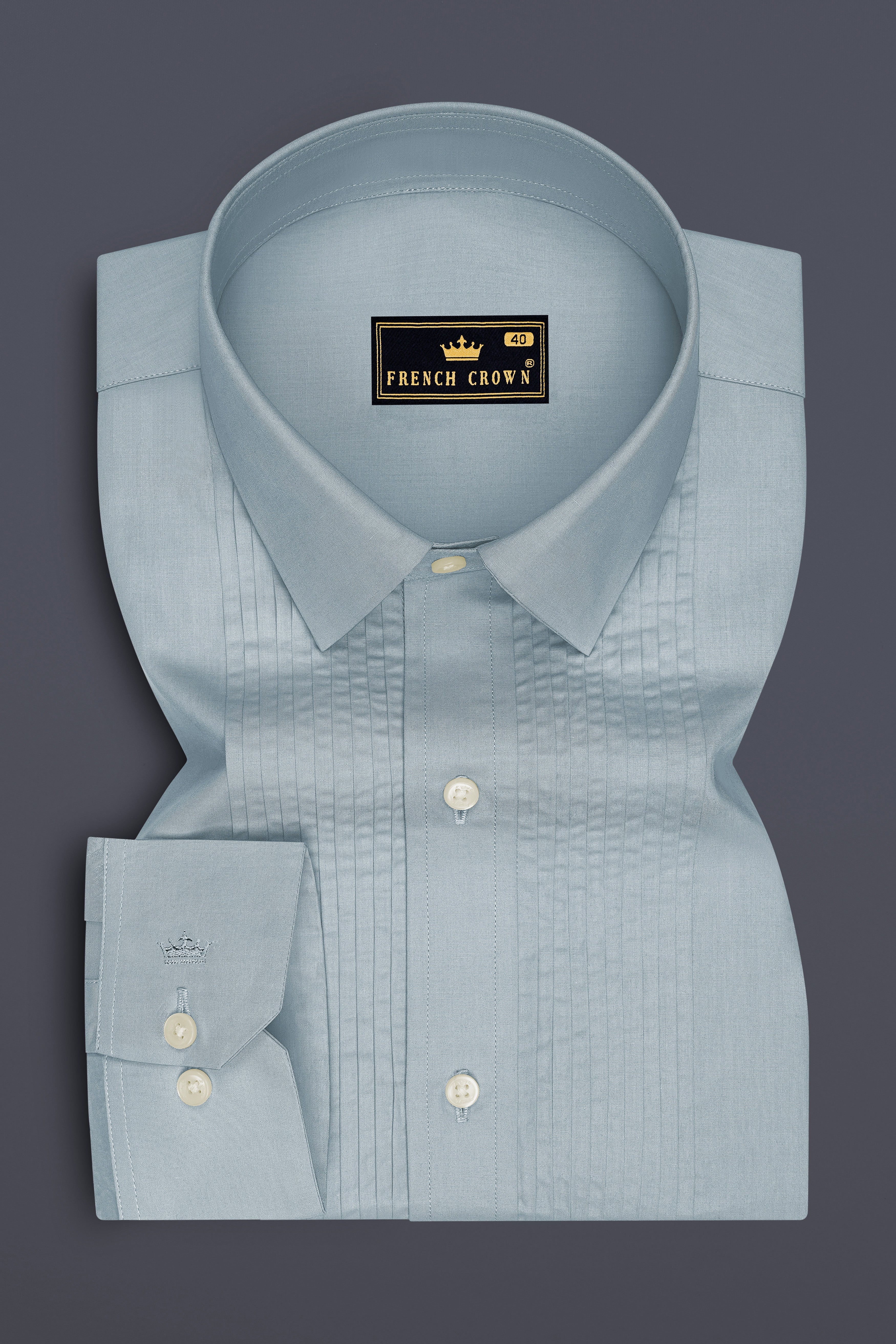 Virel-Cadet Blue Premium Giza Cotton Tuxedo Dress Shirt