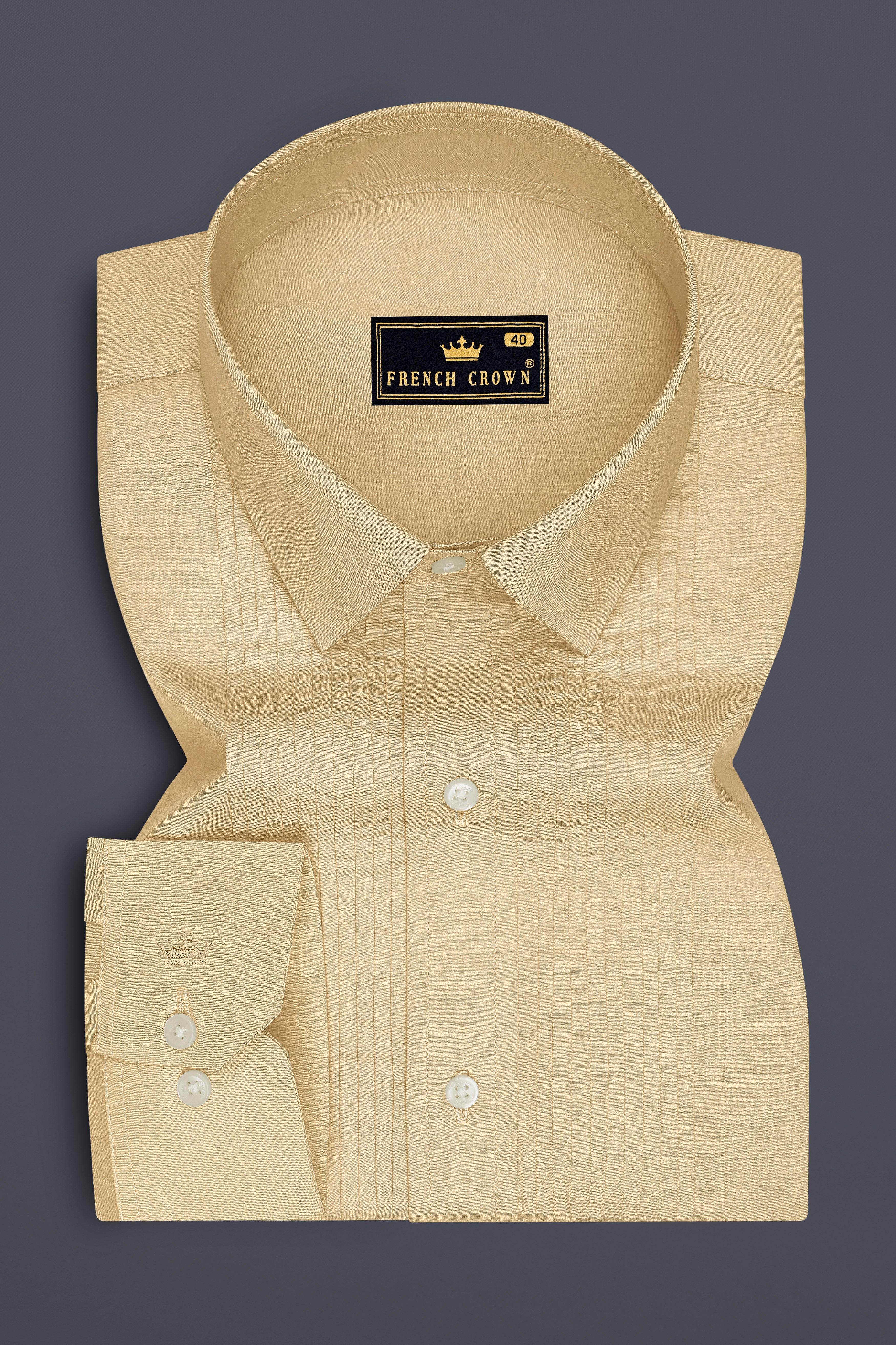 Earthen-Sapling Brown Premium Giza Cotton Tuxedo Dress Shirt