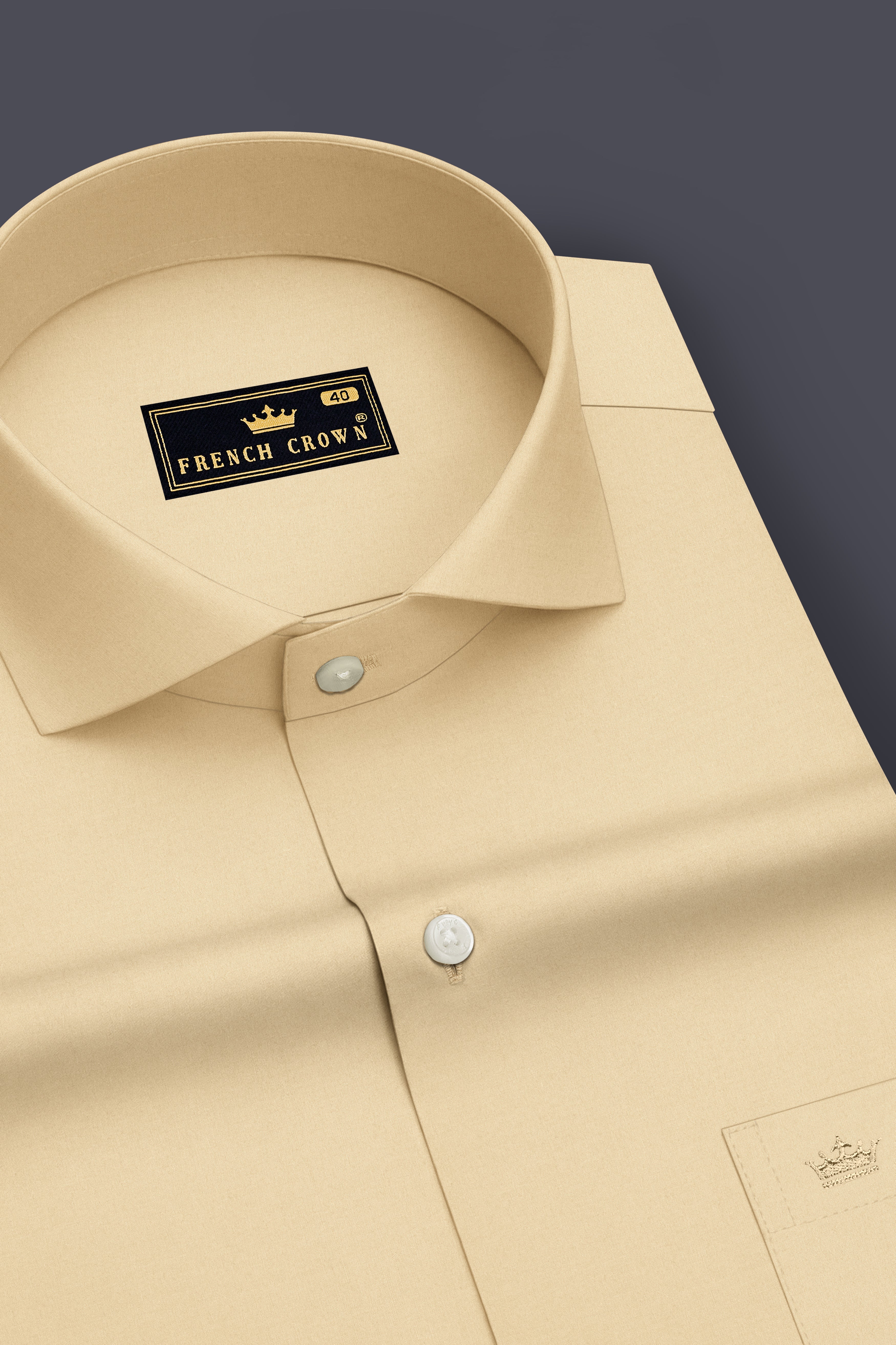 Earthen-Sapling Brown Premium Giza Cotton Cut Away Collar Dress Shirt