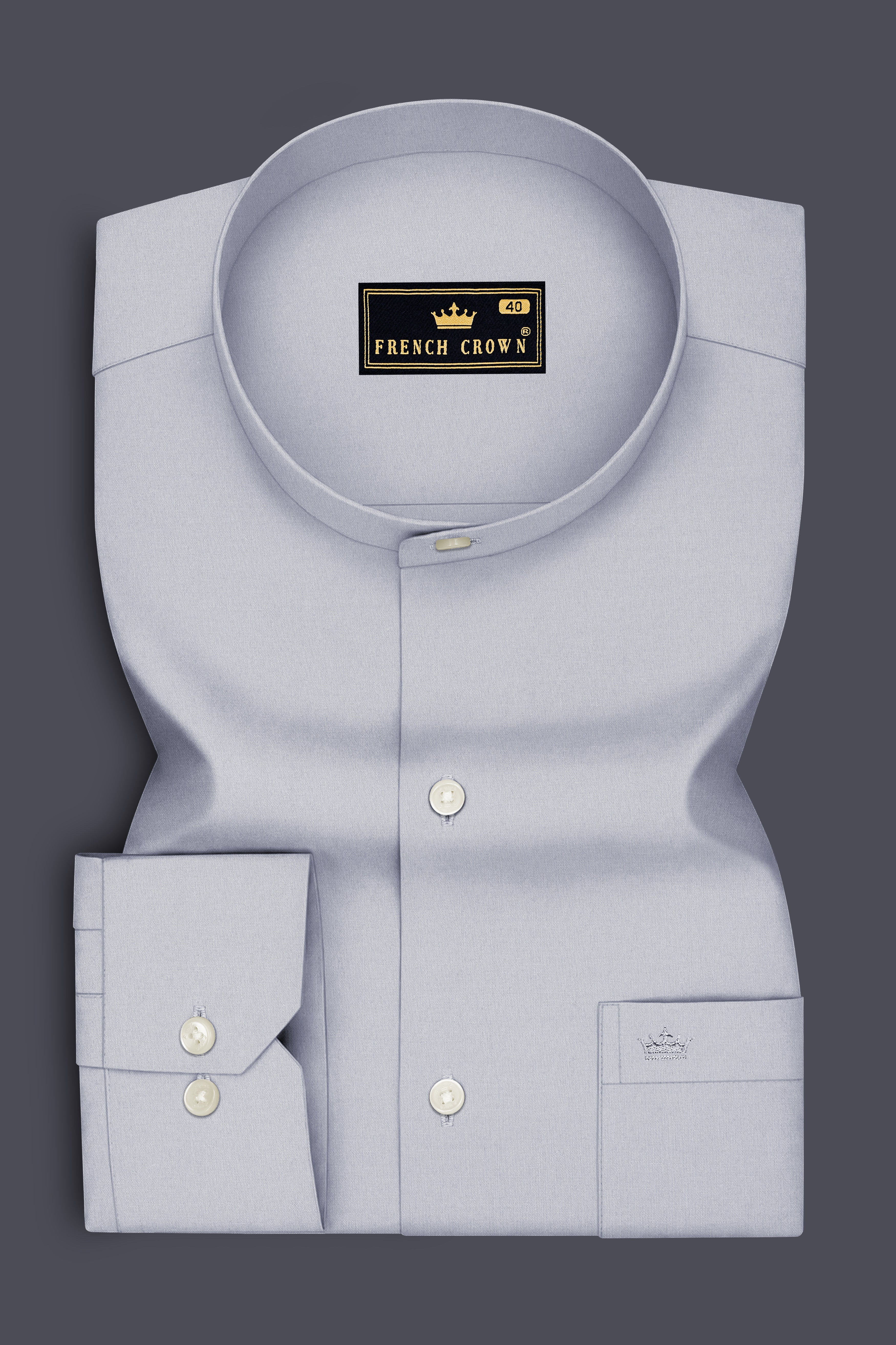 Drift-Heather Gray Premium Giza Cotton Mandarin Casual Shirt
