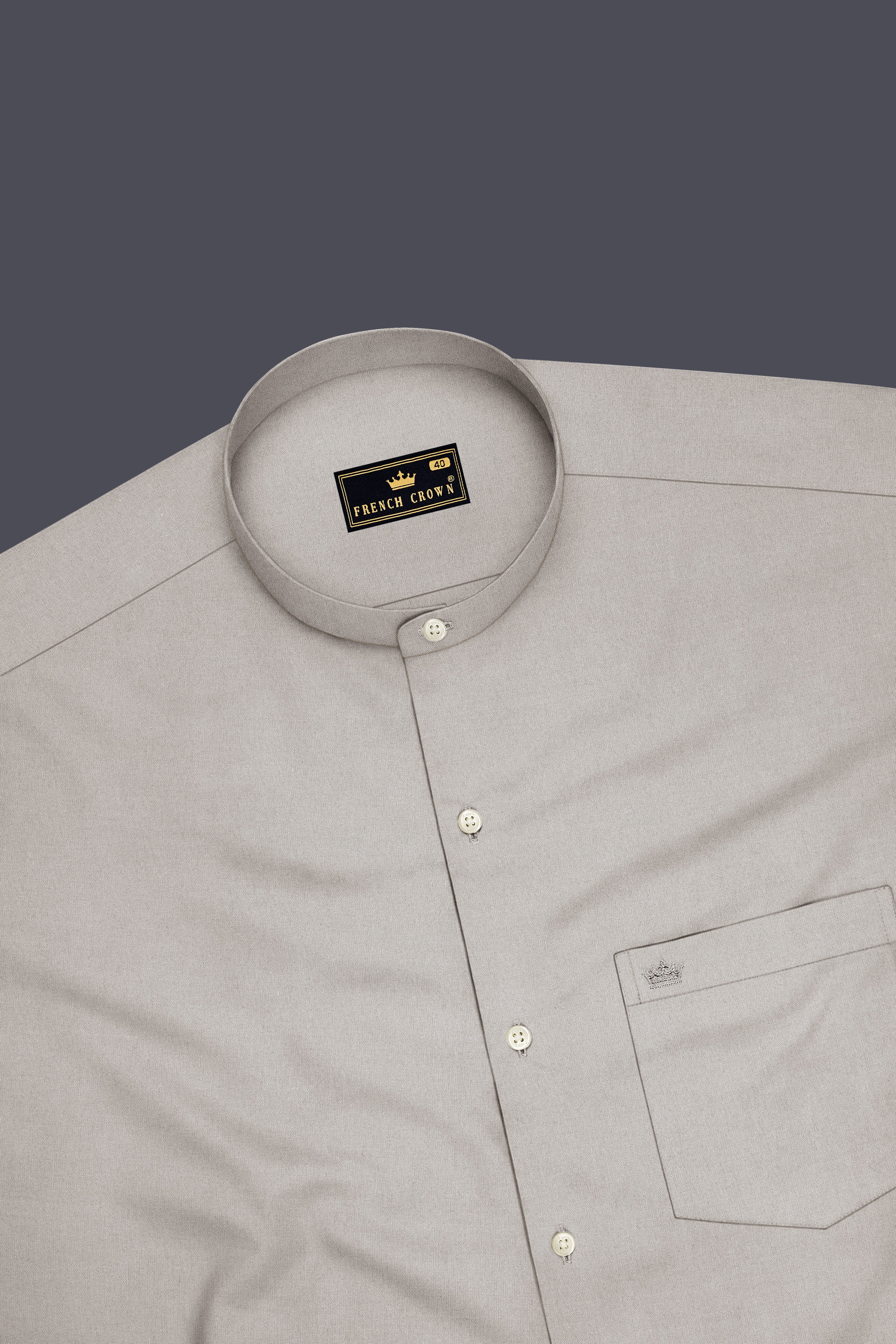Kairo-Timberwolf Gray Premium Giza Cotton Mandarin Casual Shirt