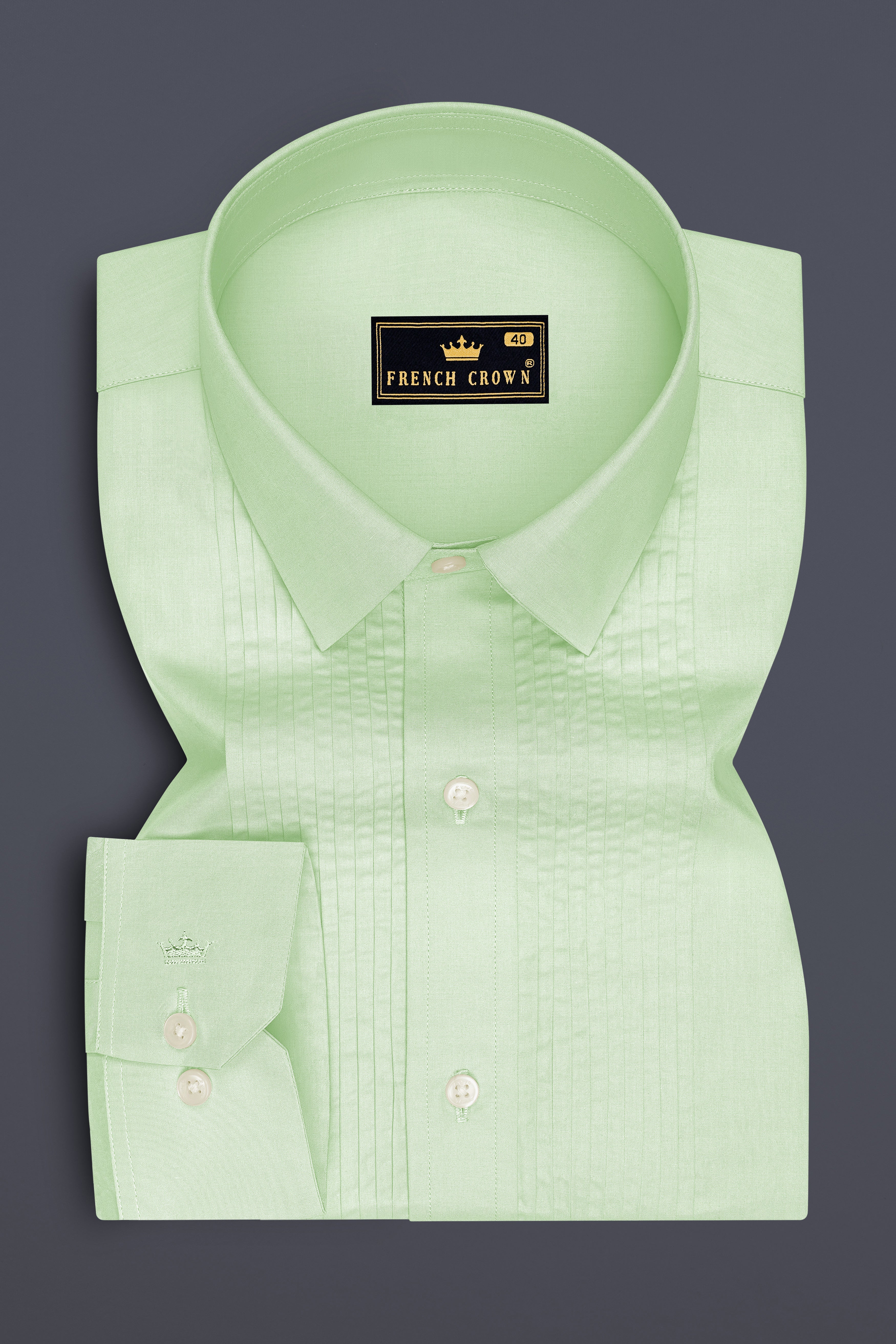 Avelle-Mint Green Premium Giza Cotton Tuxedo Dress Shirt