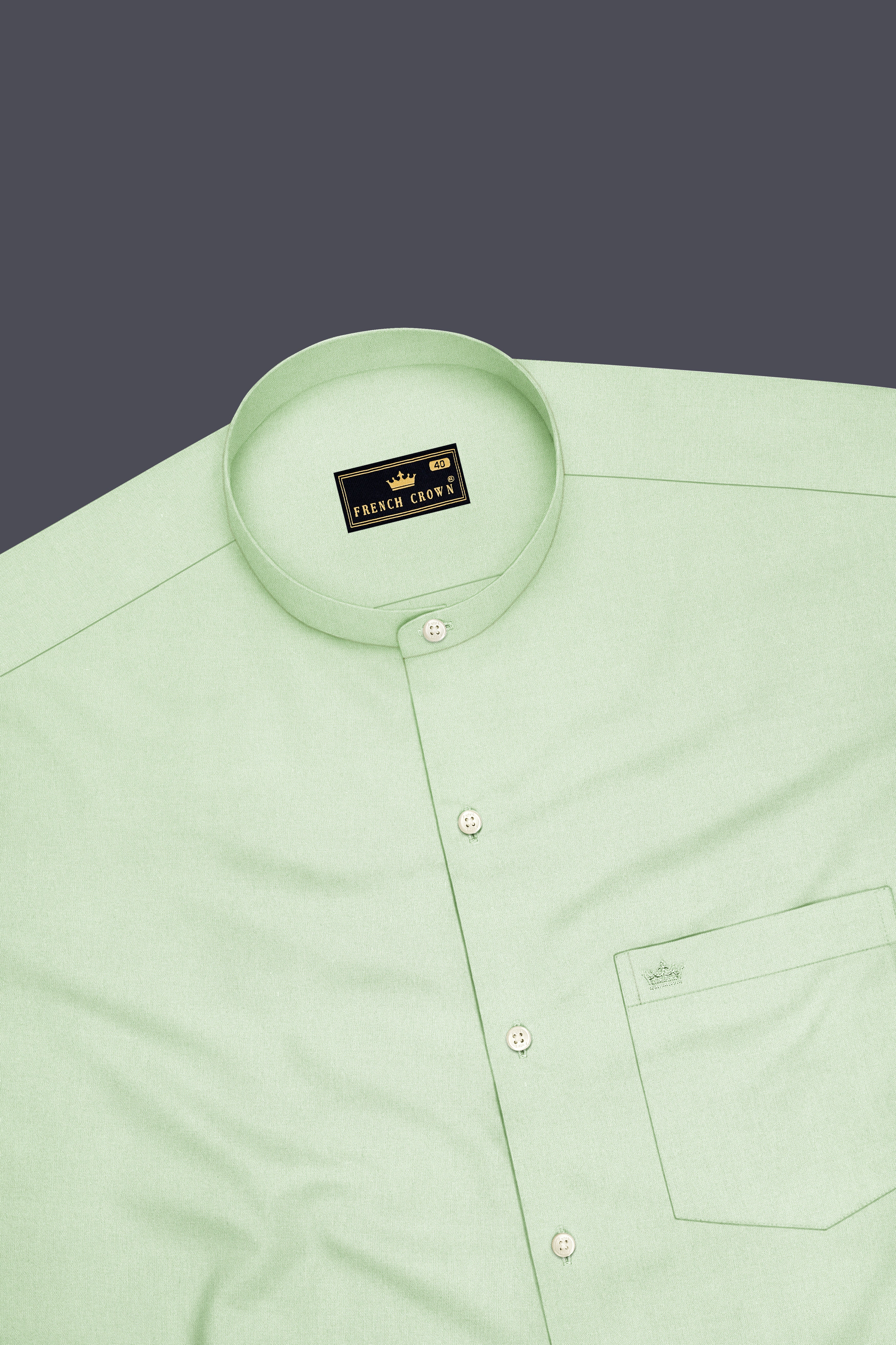 Avelle-Mint Green Premium Giza Cotton Mandarin Casual Shirt
