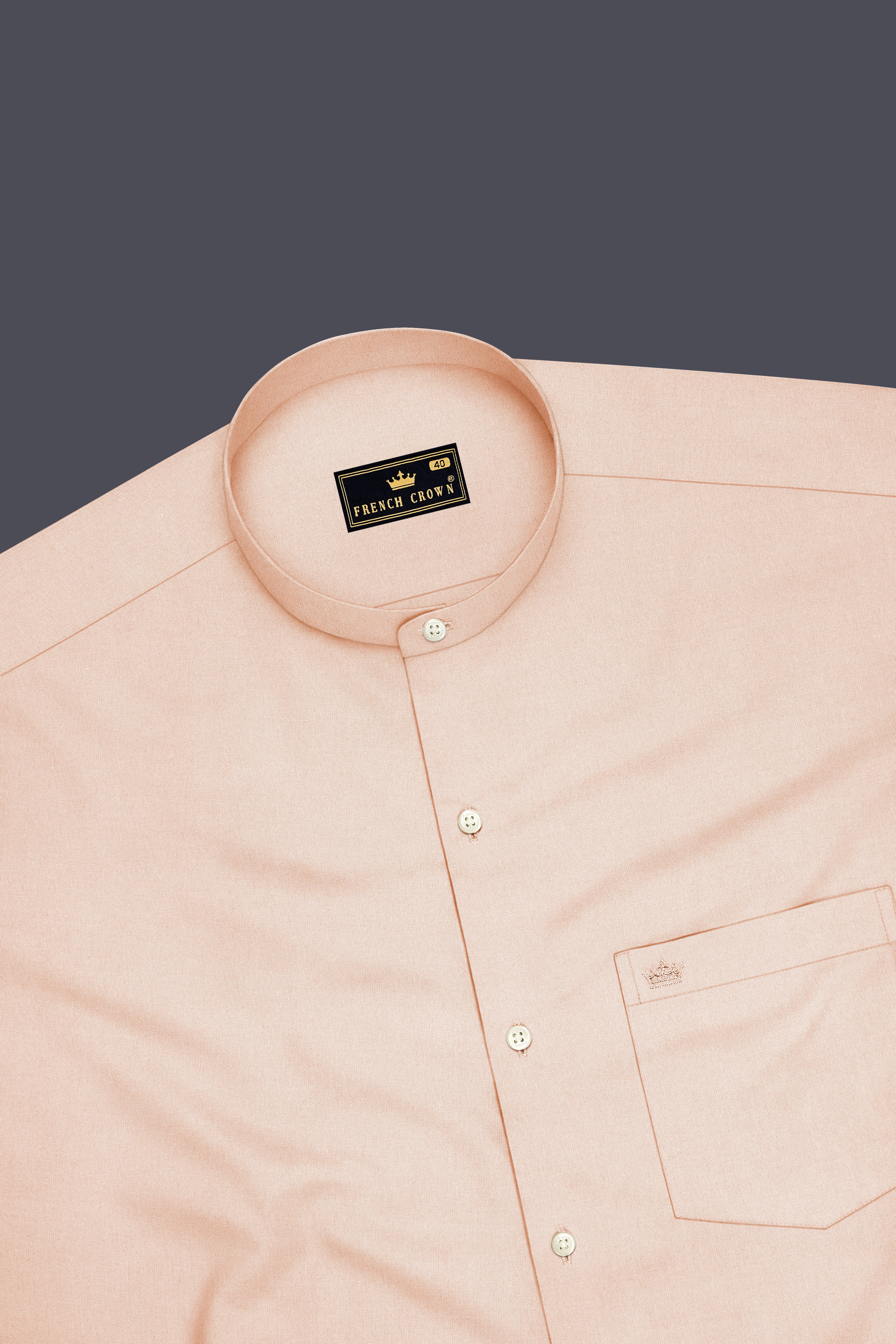 Blushen-Bonny Peach Premium Giza Cotton Mandarin Casual Shirt