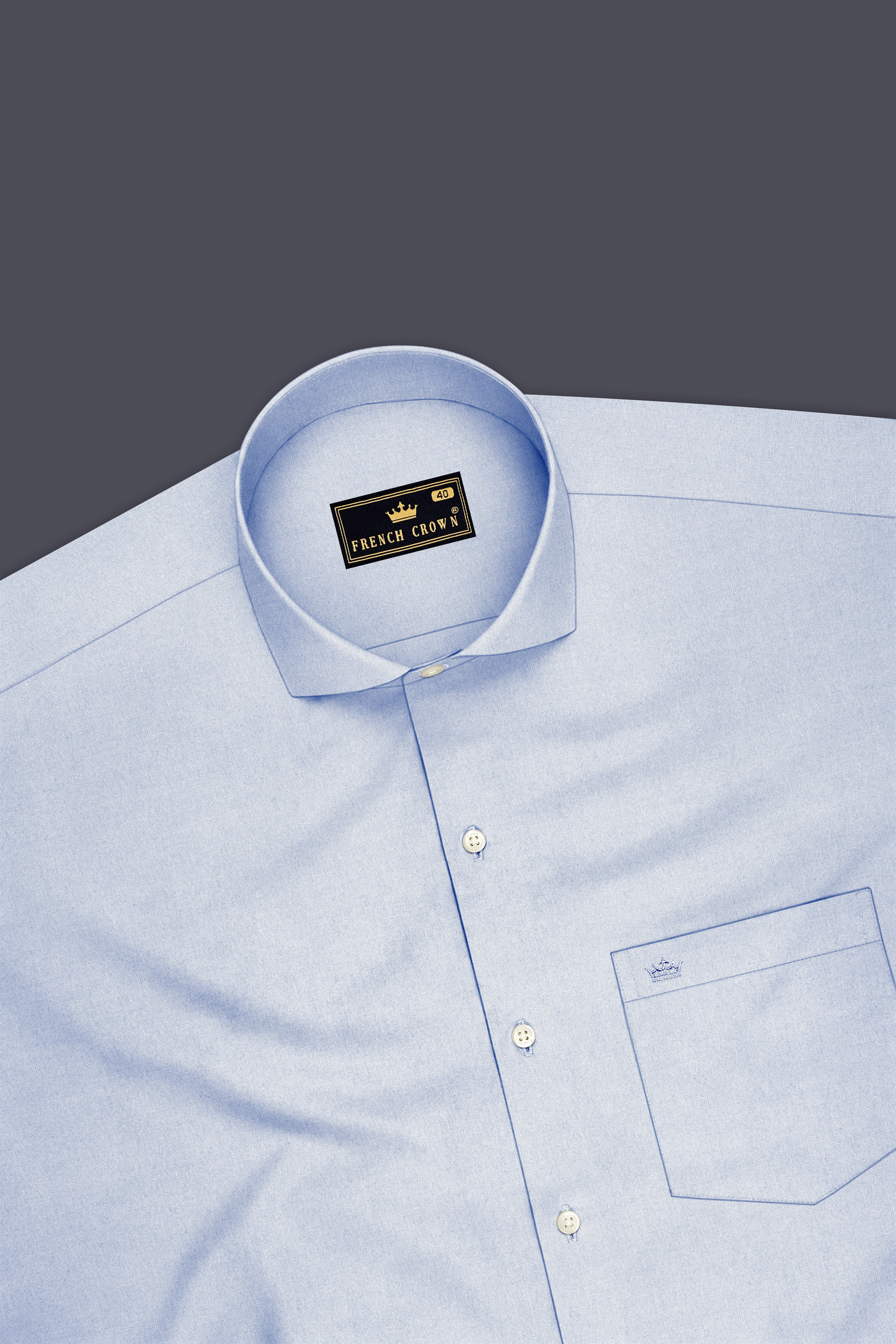 Ceruleo-Botticelli Blue Premium Giza Cotton Cut Away Collar Dress Shirt