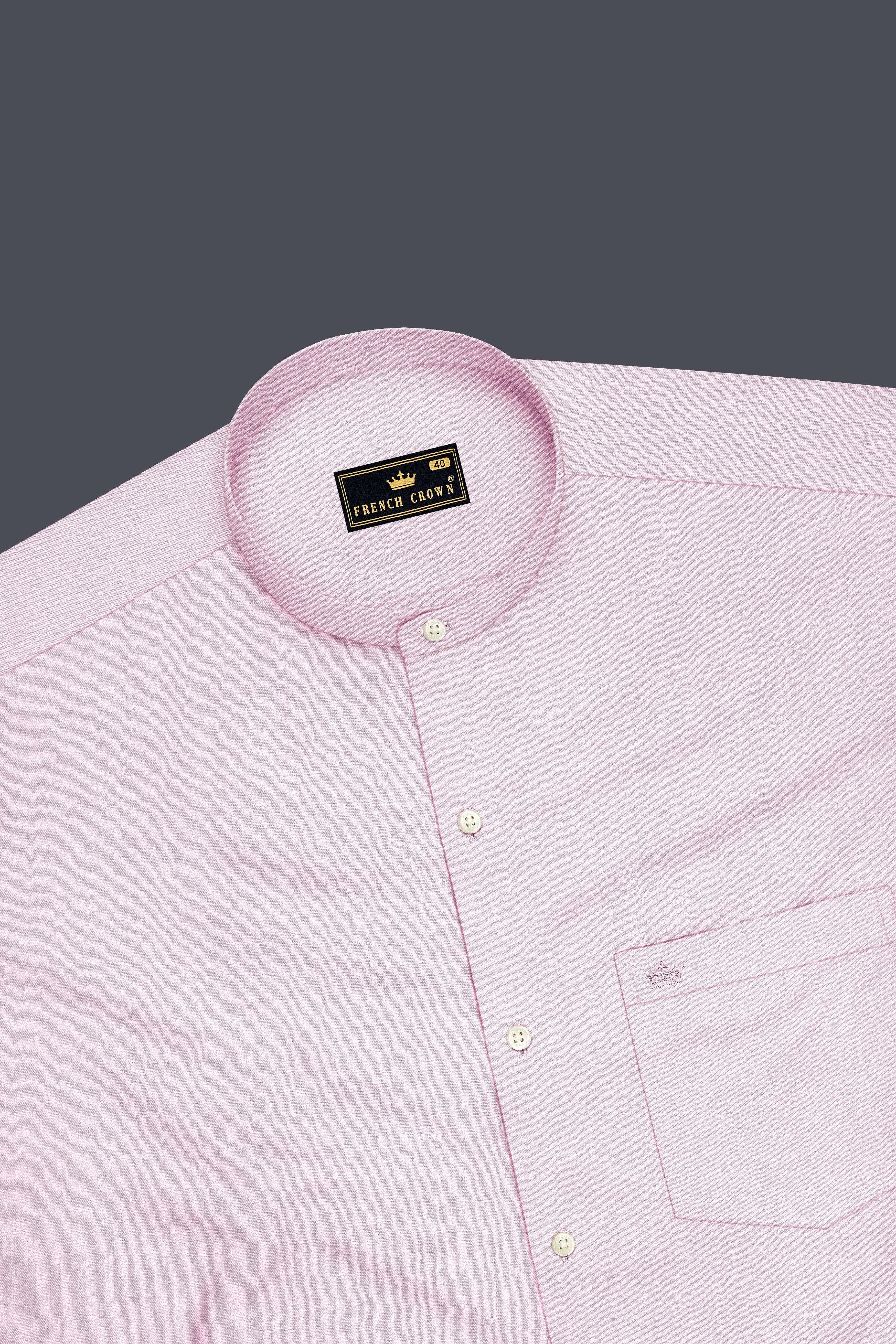 Rosaire-Gainsboro Pink Premium Giza Cotton Mandarin Casual Shirt