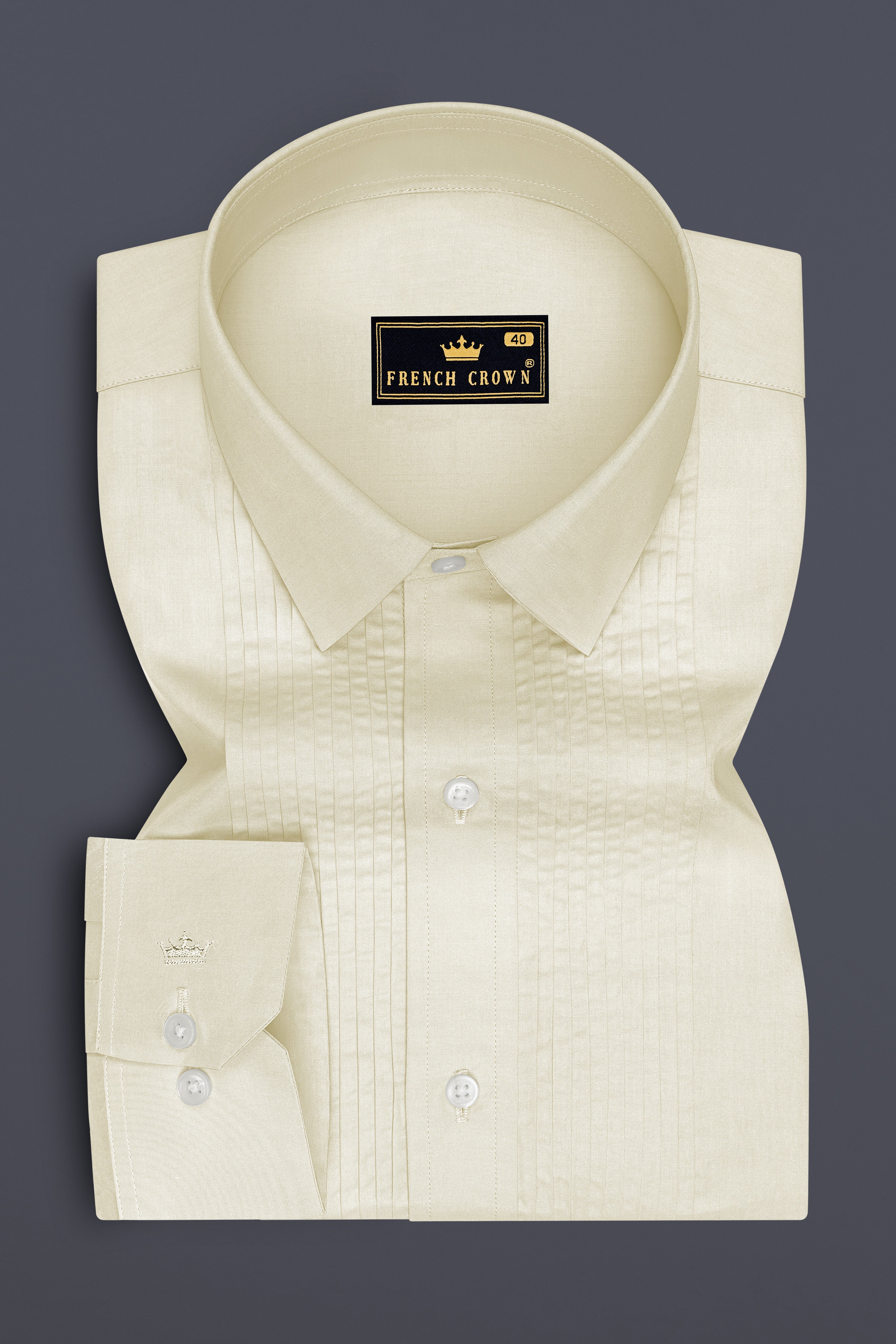 Nivalis-Merink Off White Premium Giza Cotton Tuxedo Dress Shirt