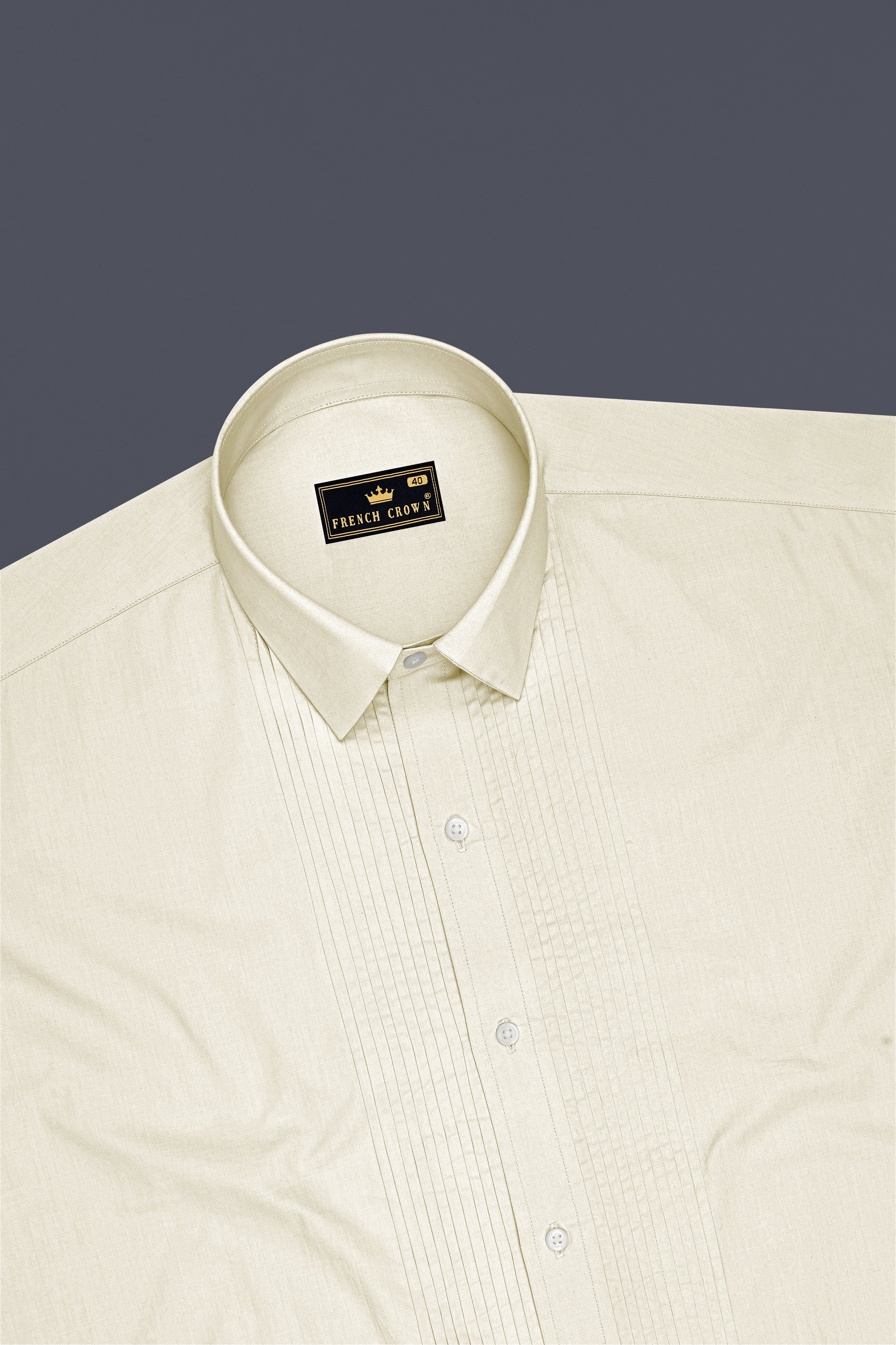 Nivalis-Merink Off White Premium Giza Cotton Tuxedo Dress Shirt
