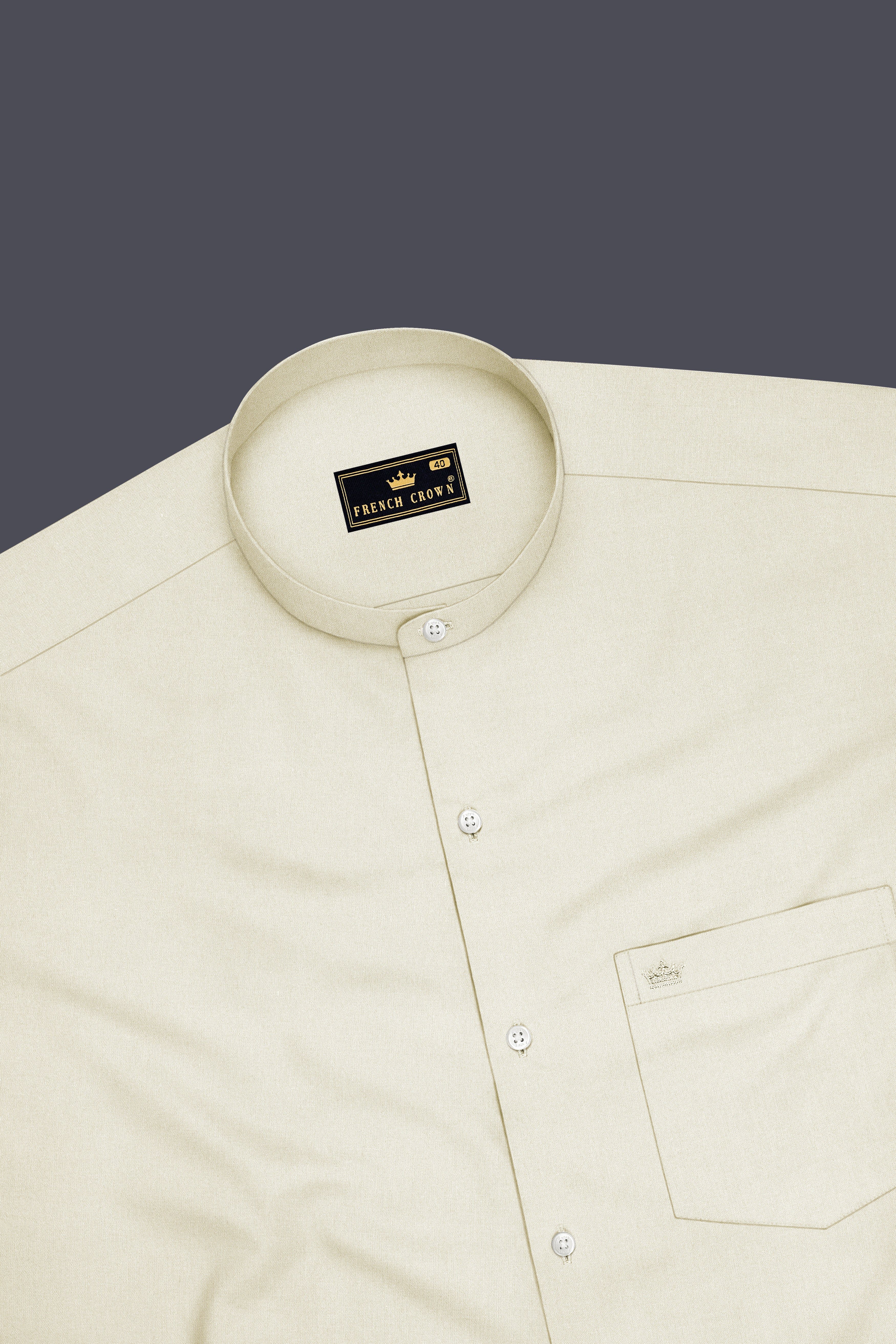 Nivalis-Merink Off White Premium Giza Cotton Mandarin Casual Shirt