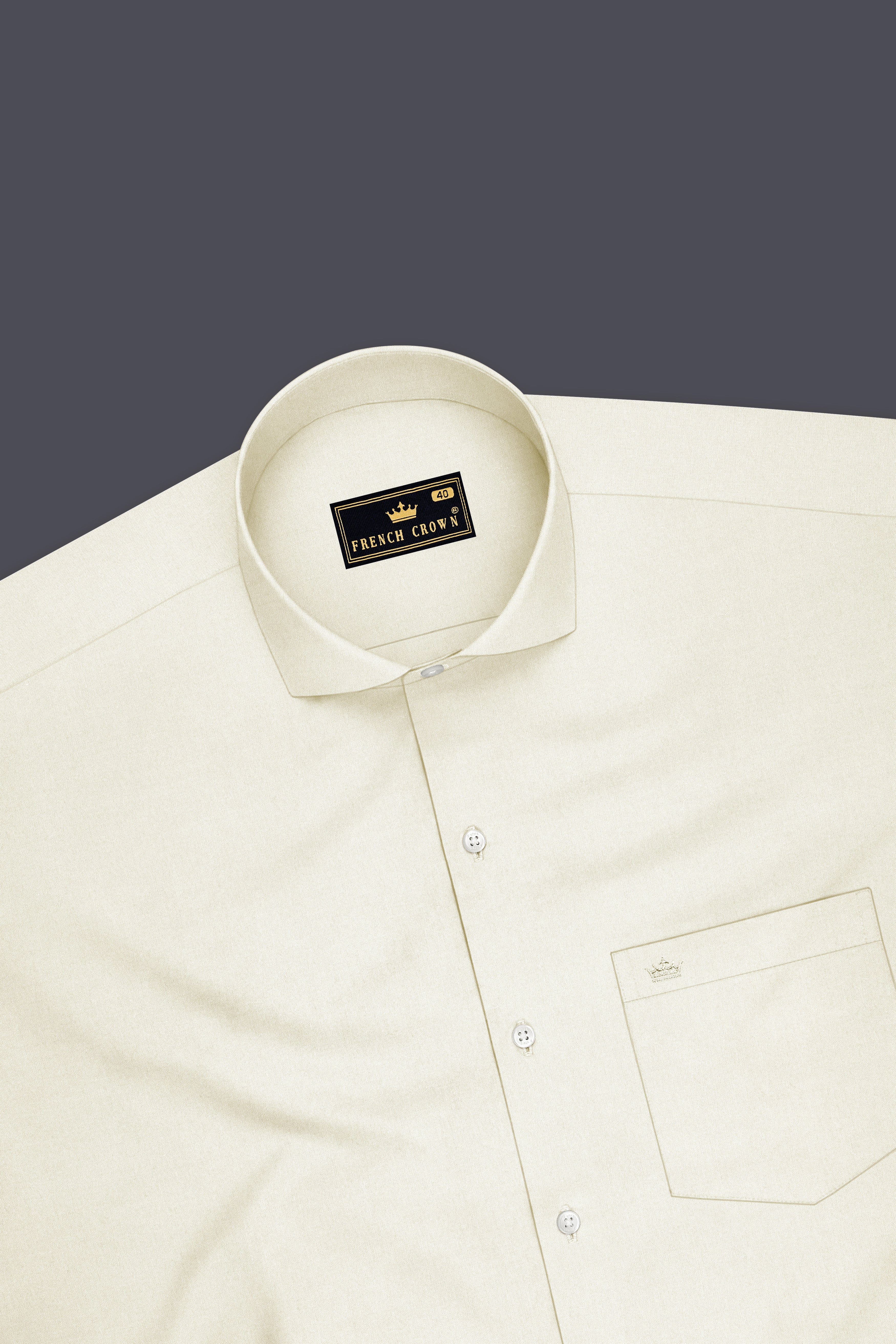Nivalis-Merink Off White Premium Giza Cotton Cut Away Collar Dress Shirt