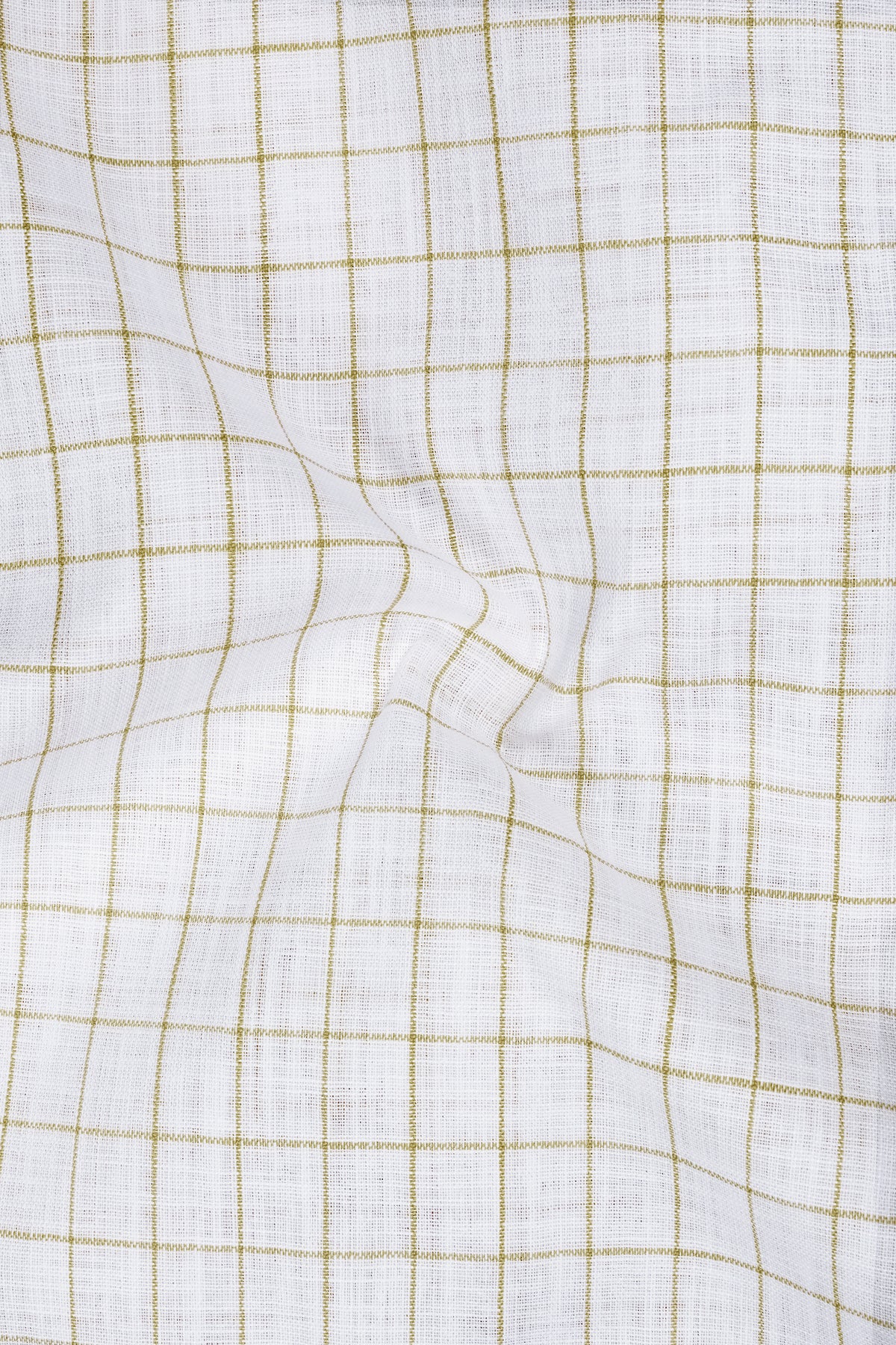 Sierra-Bright White And Muesli Brown Windowpane Luxurious Linen Button Down Dress Shirt