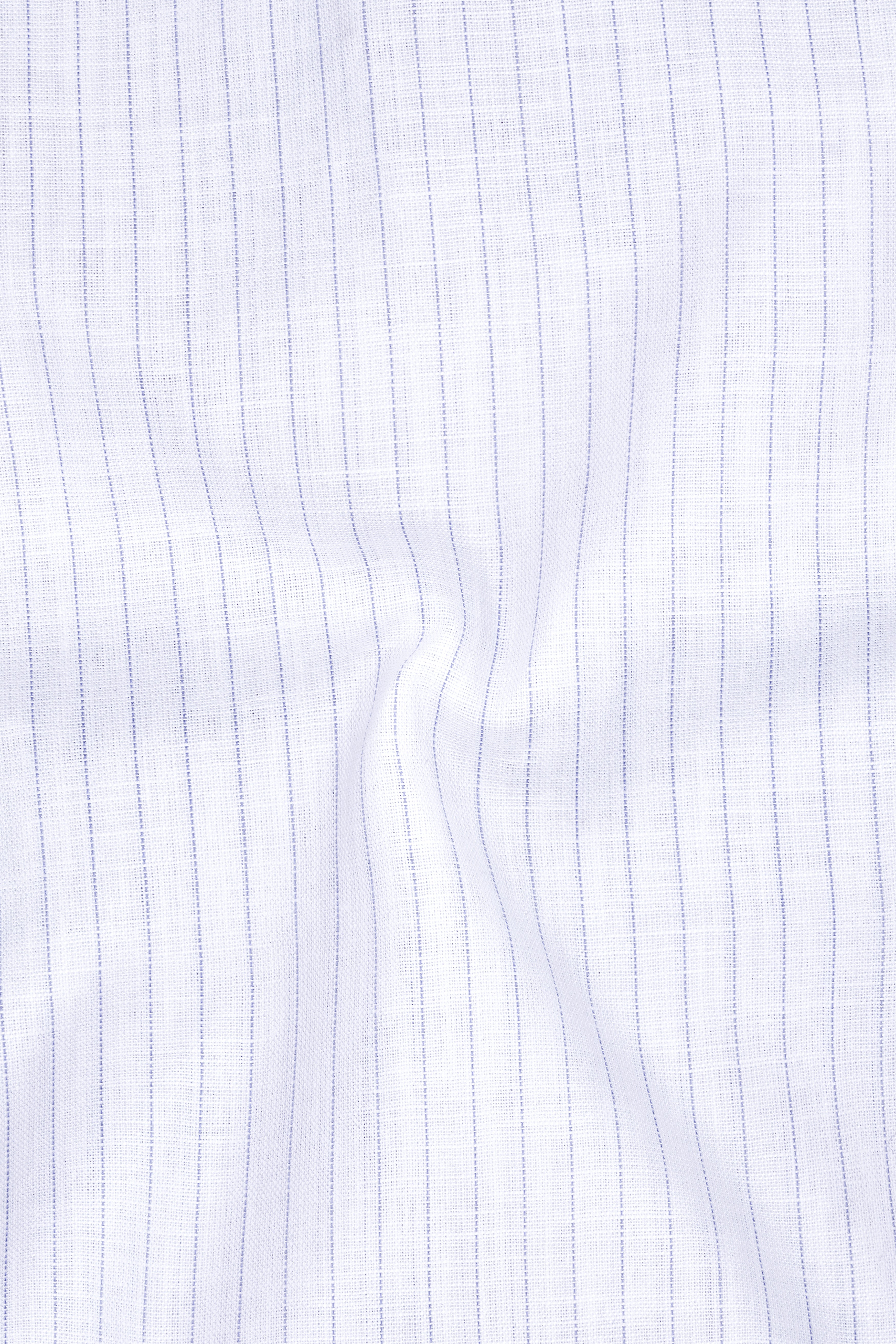 Alviero-Bright White And Bell Blue Pin Striped Luxurious Linen Mandarin Casual Shirt