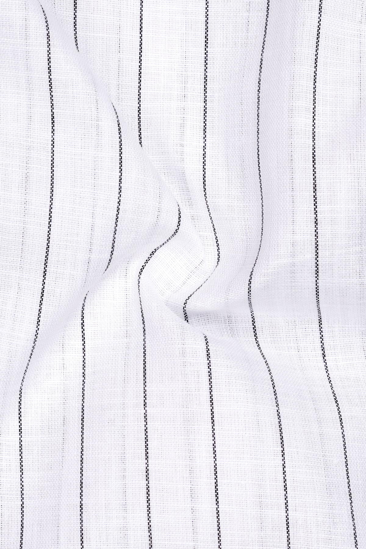 Elysian-Bright White And Jade Black Pin Striped Luxurious Linen Dress Shirt