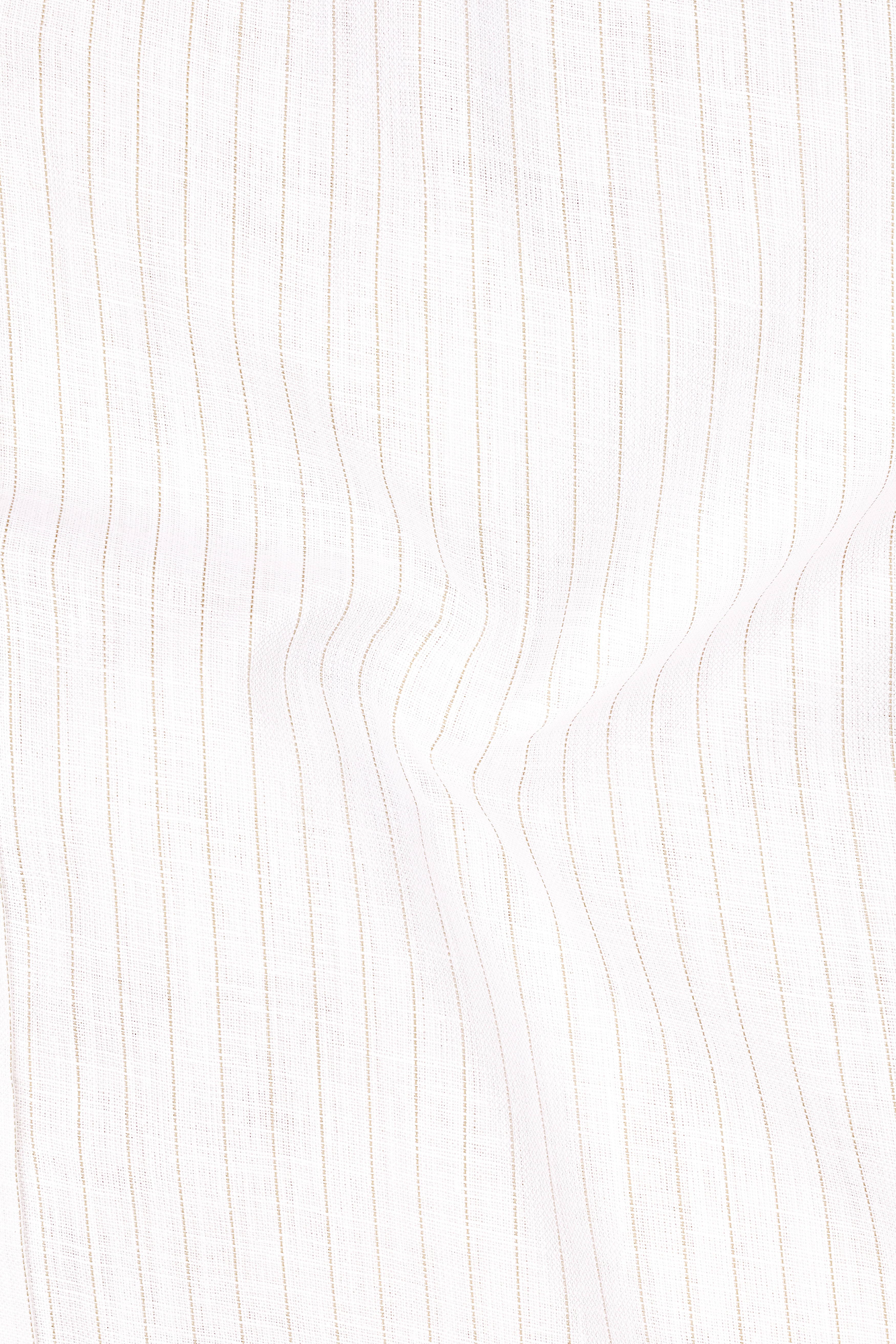 Siena-Bright White And Quicksand Brown Pin Striped Luxurious Linen Mandarin Casual Shirt