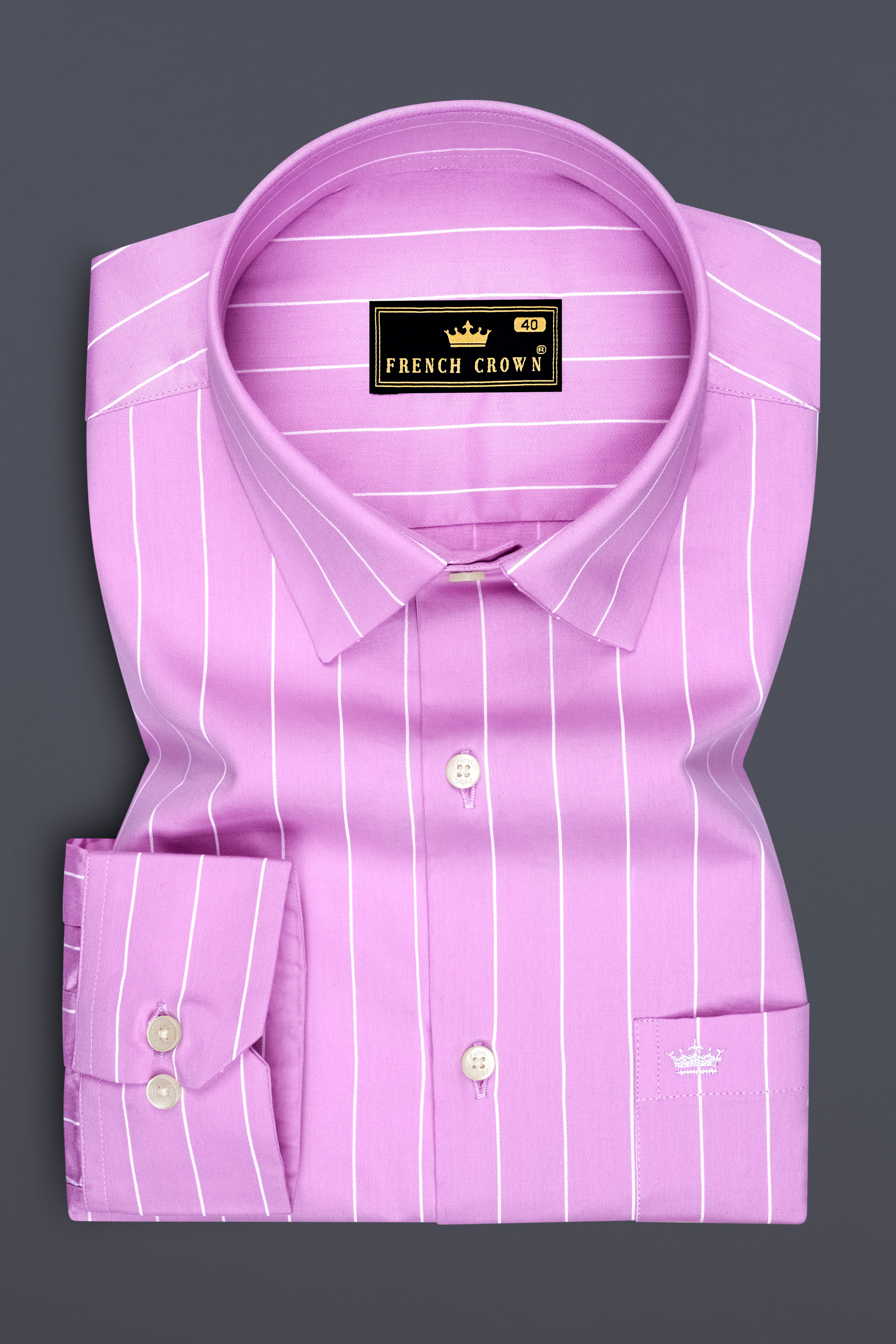 Rosario-Blossom Pink And Bright White Pin Striped Subtle Sheen Super Soft Premium Cotton Dress Shirt