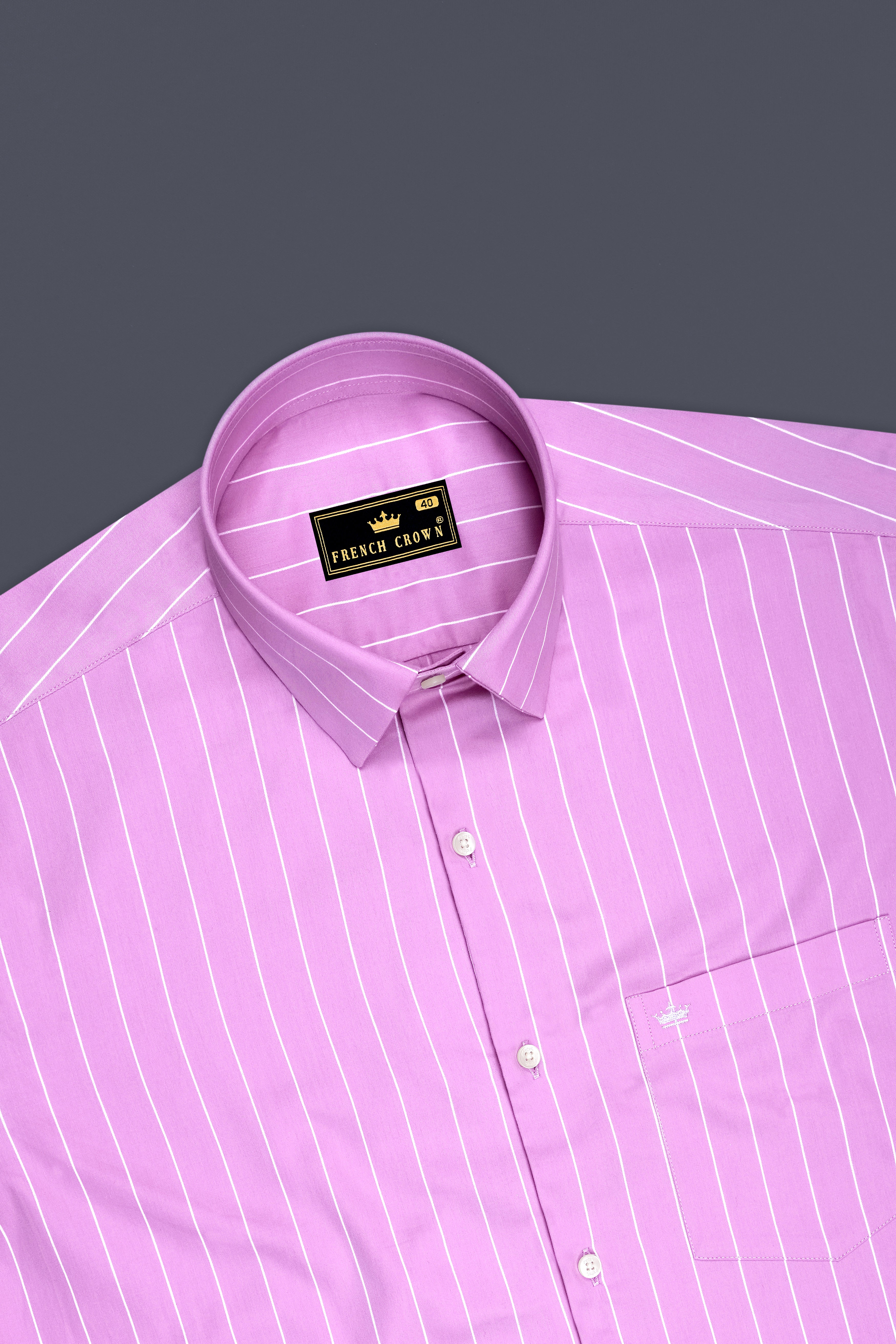 Rosario-Blossom Pink And Bright White Pin Striped Subtle Sheen Super Soft Premium Cotton Dress Shirt
