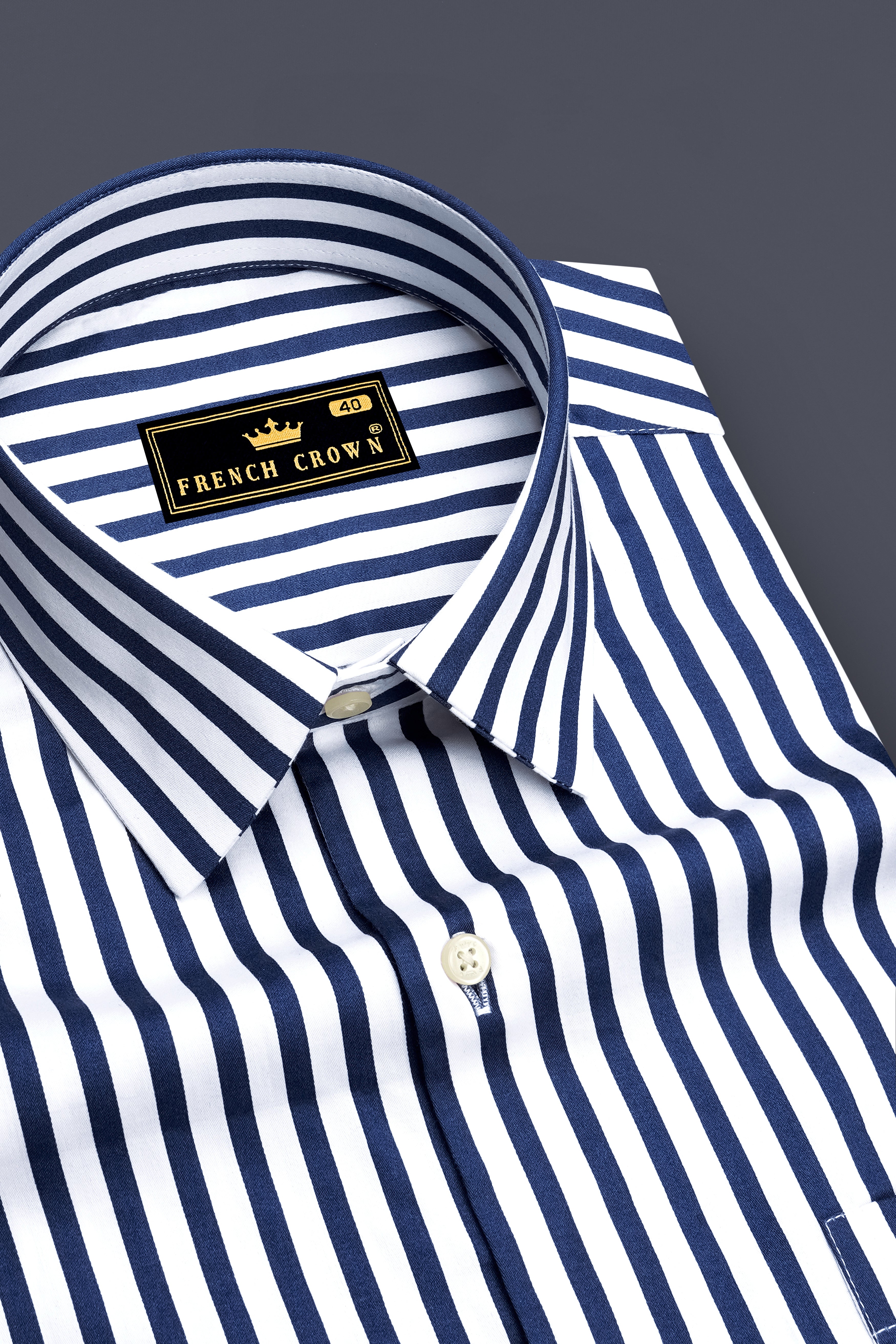 Cerulean-Lapis Blue And Bright White Candy Striped Subtle Sheen Super Soft Premium Cotton Dress Shirt