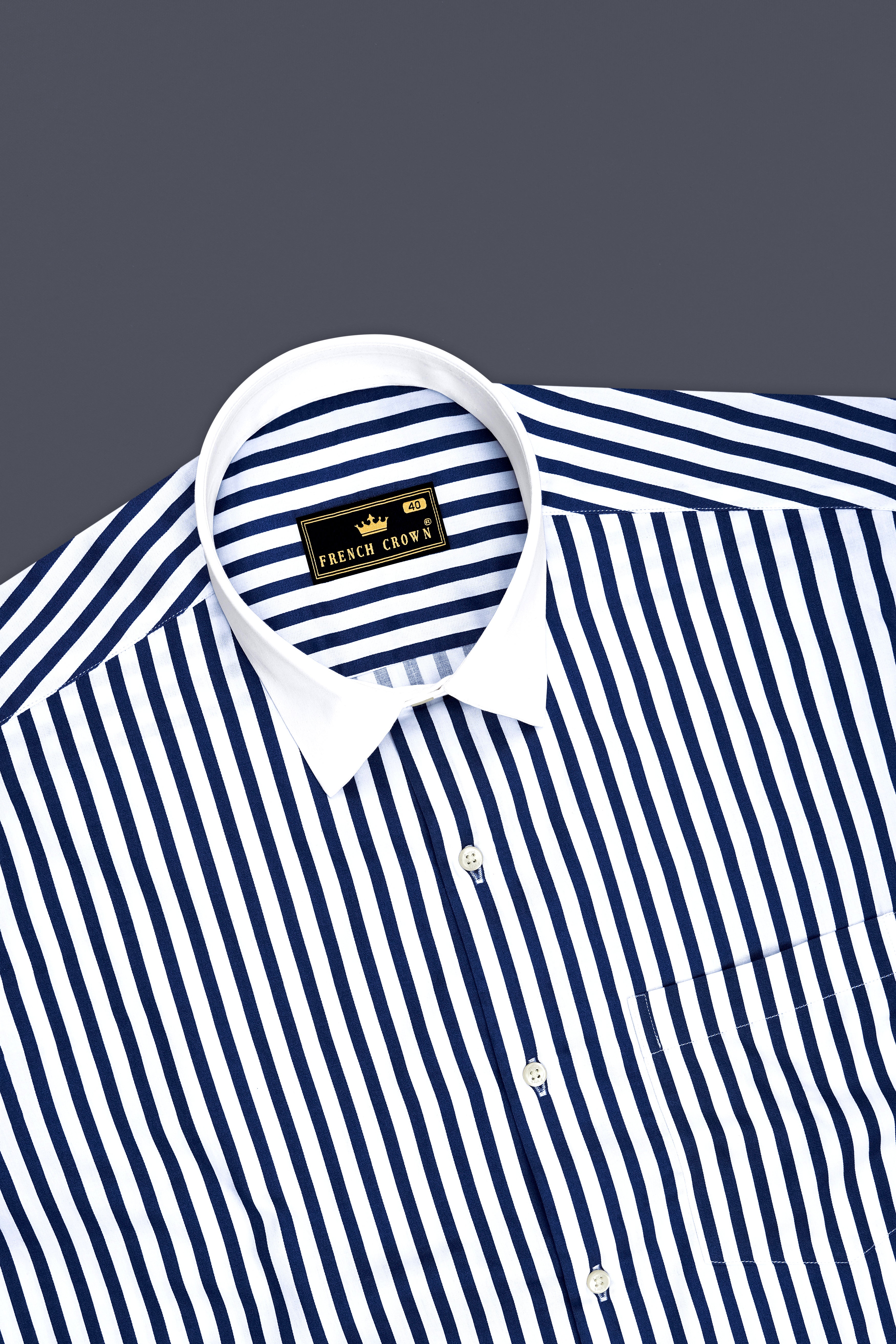 Cerulean-Lapis Blue And Bright White Candy Striped Subtle Sheen Premium Cotton White Cuff Collar Dress Shirt
