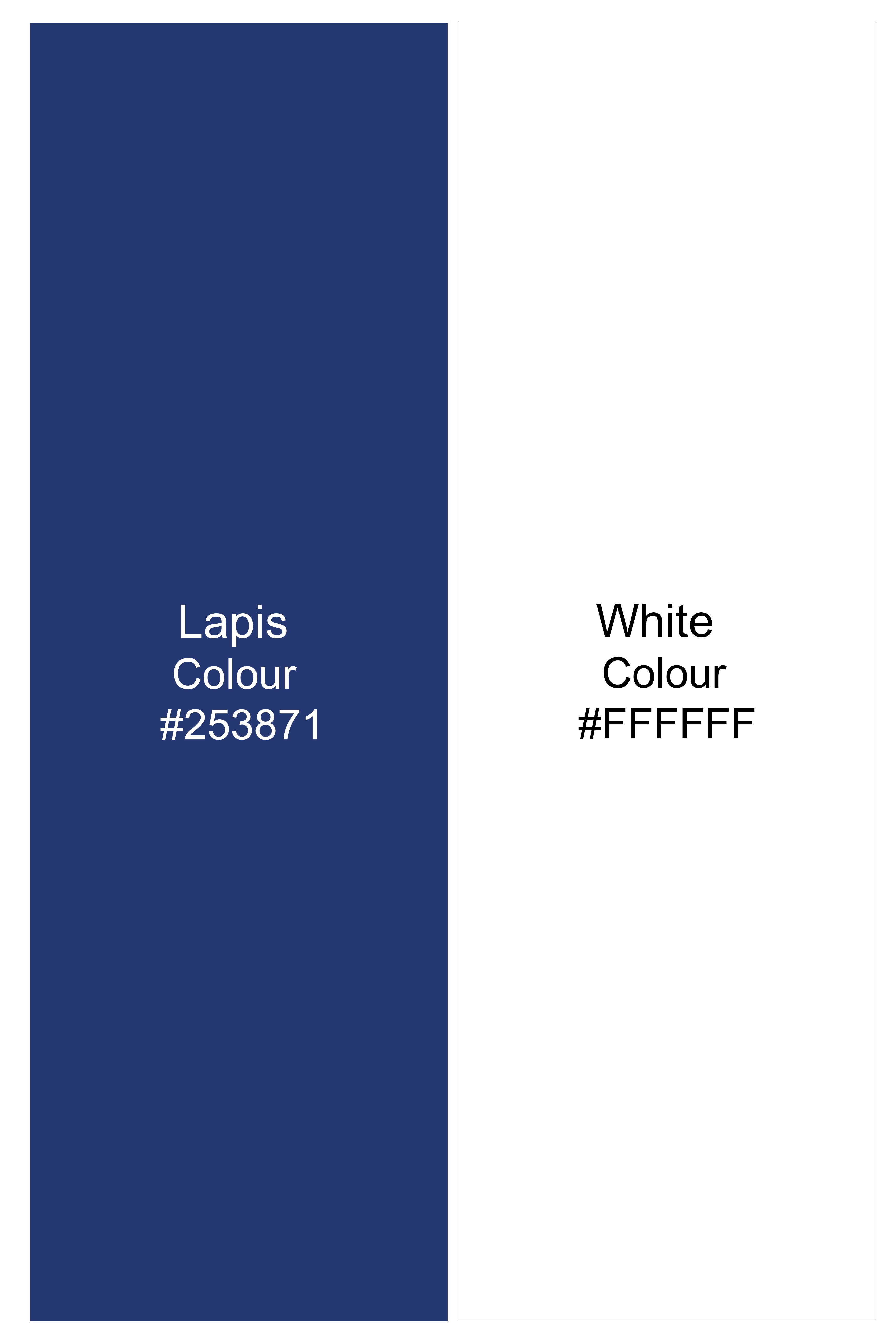 Cerulean-Lapis Blue And Bright White Candy Striped Subtle Sheen Premium Cotton White Cuff Collar Dress Shirt
