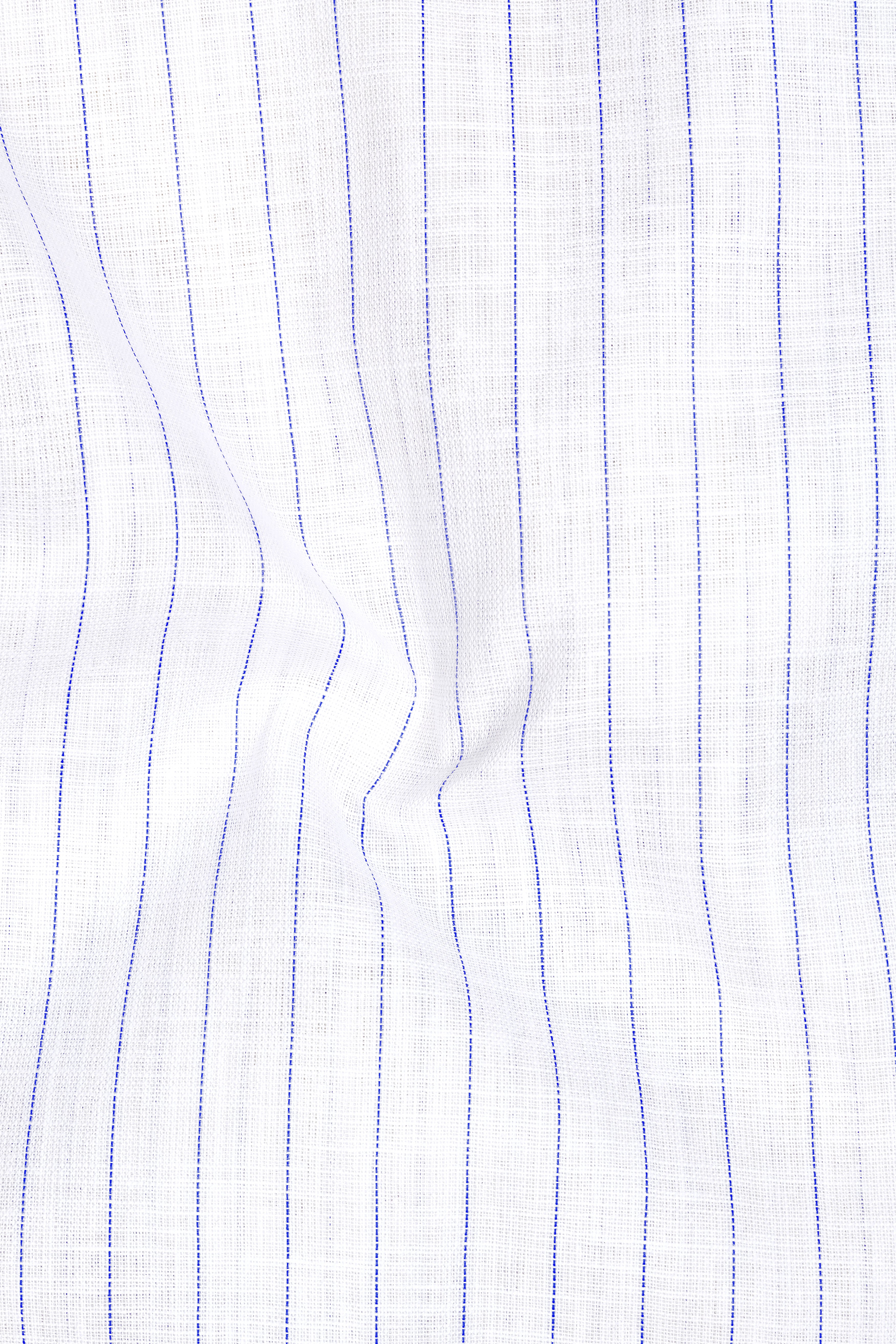 Mariner-Bright White And Scampi Blue Pin Striped Striped Luxurious Linen Dress Shirt