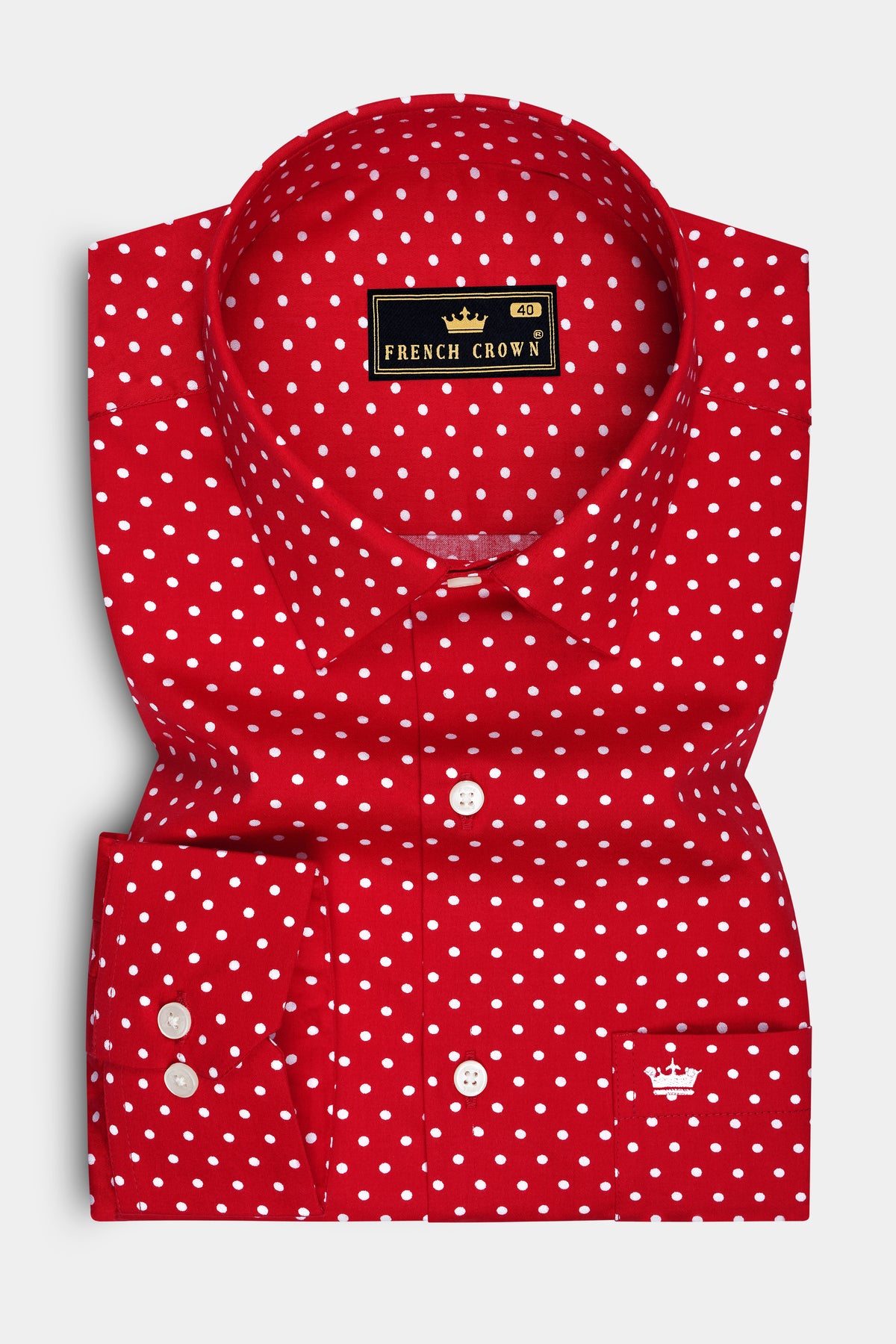 Firenze-Monza Red Micro Polka Dots Subtle Sheen Super Soft Premium Cotton Dress Shirt