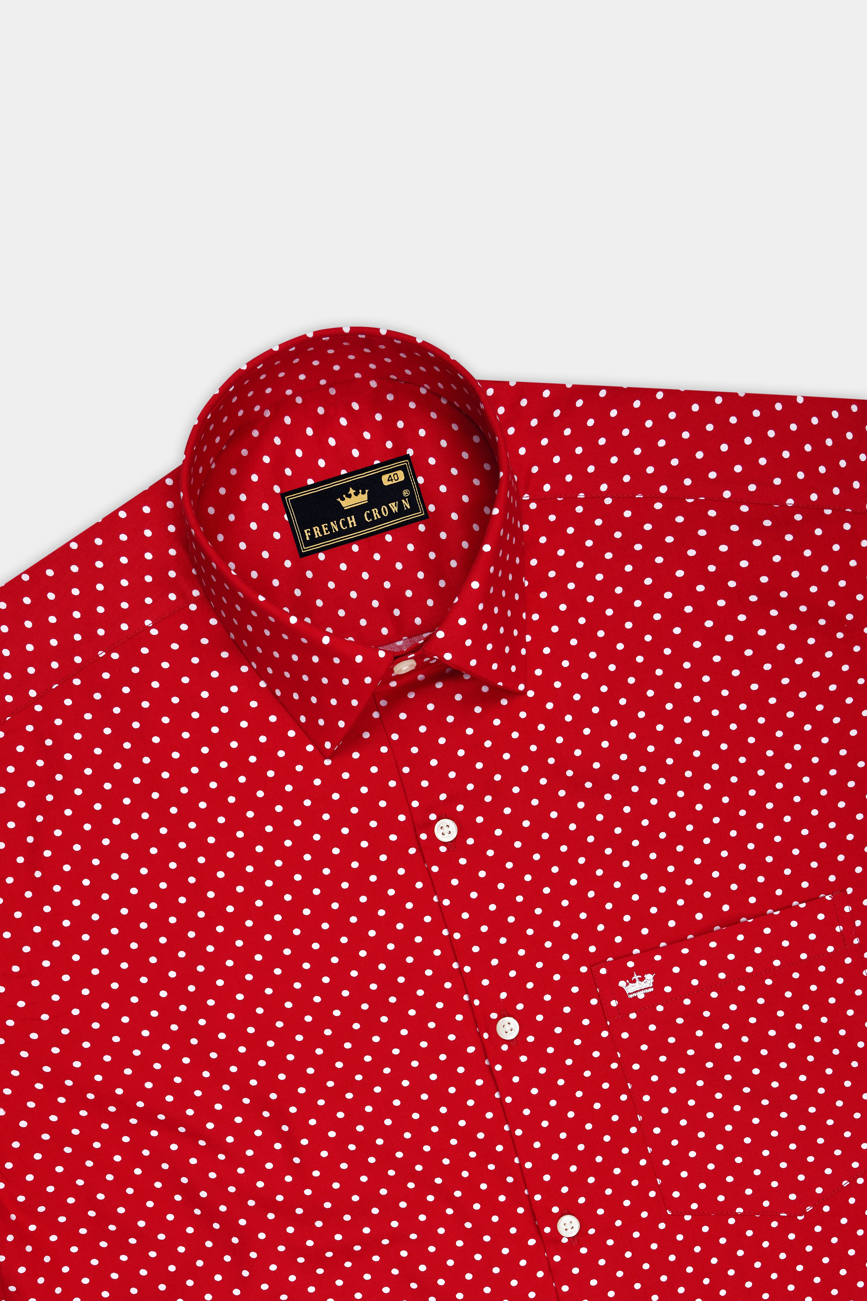 Firenze-Monza Red Micro Polka Dots Subtle Sheen Super Soft Premium Cotton Dress Shirt