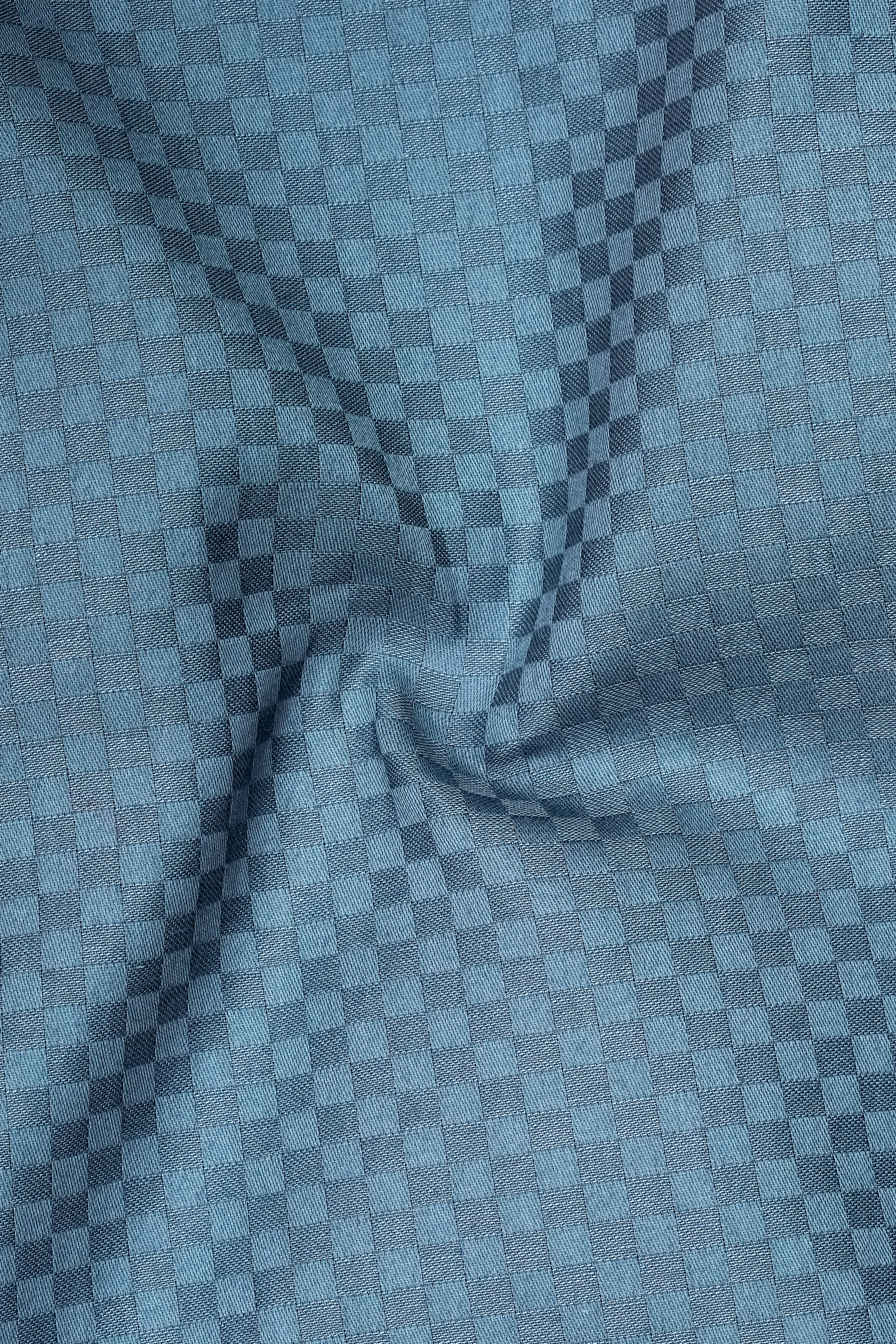 Lazuli-Hippie Blue Dobby Textured Premium Giza Cotton Dress Shirt