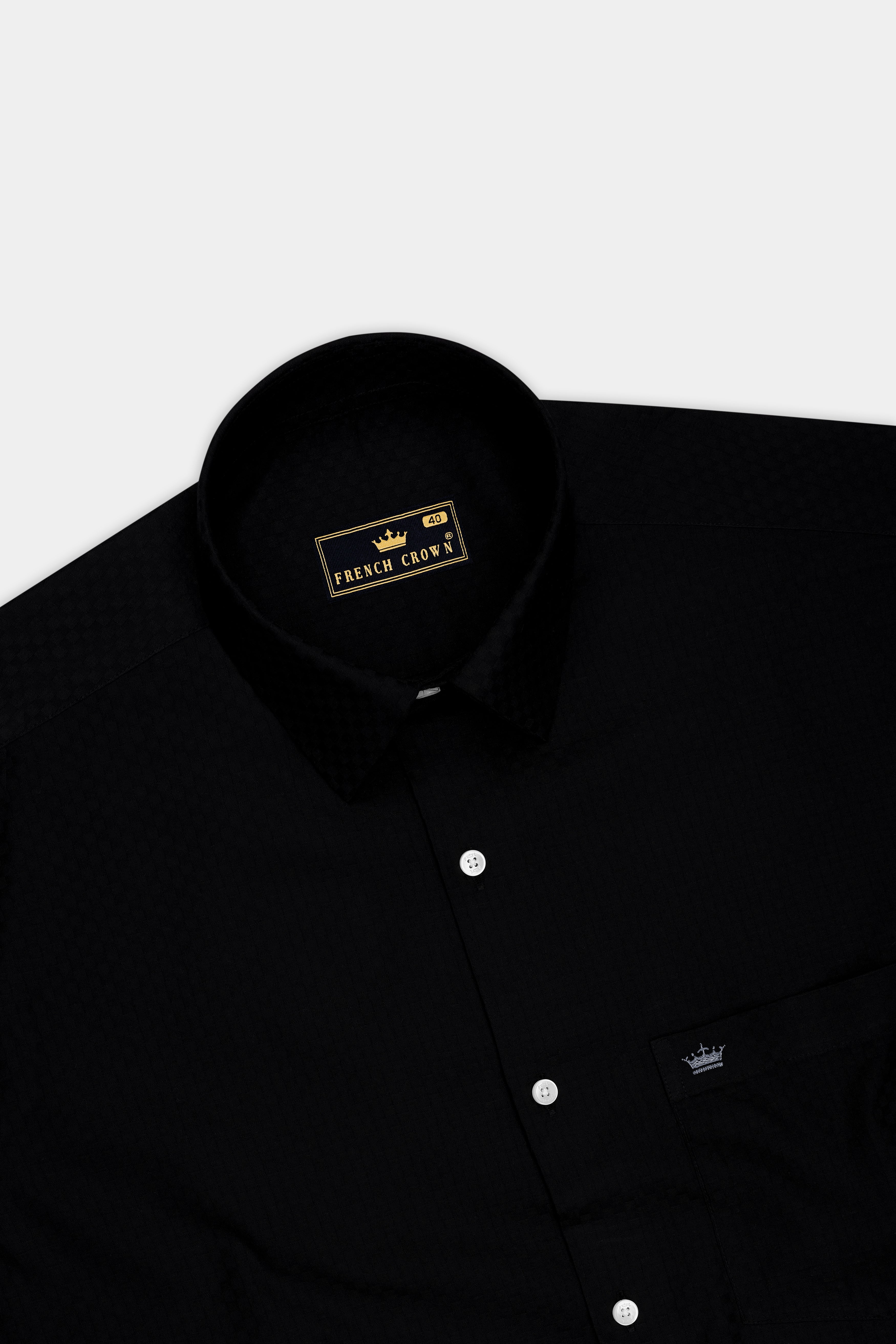 Obsidian-Jade Black Dobby Textured Premium Giza Cotton Dress Shirt