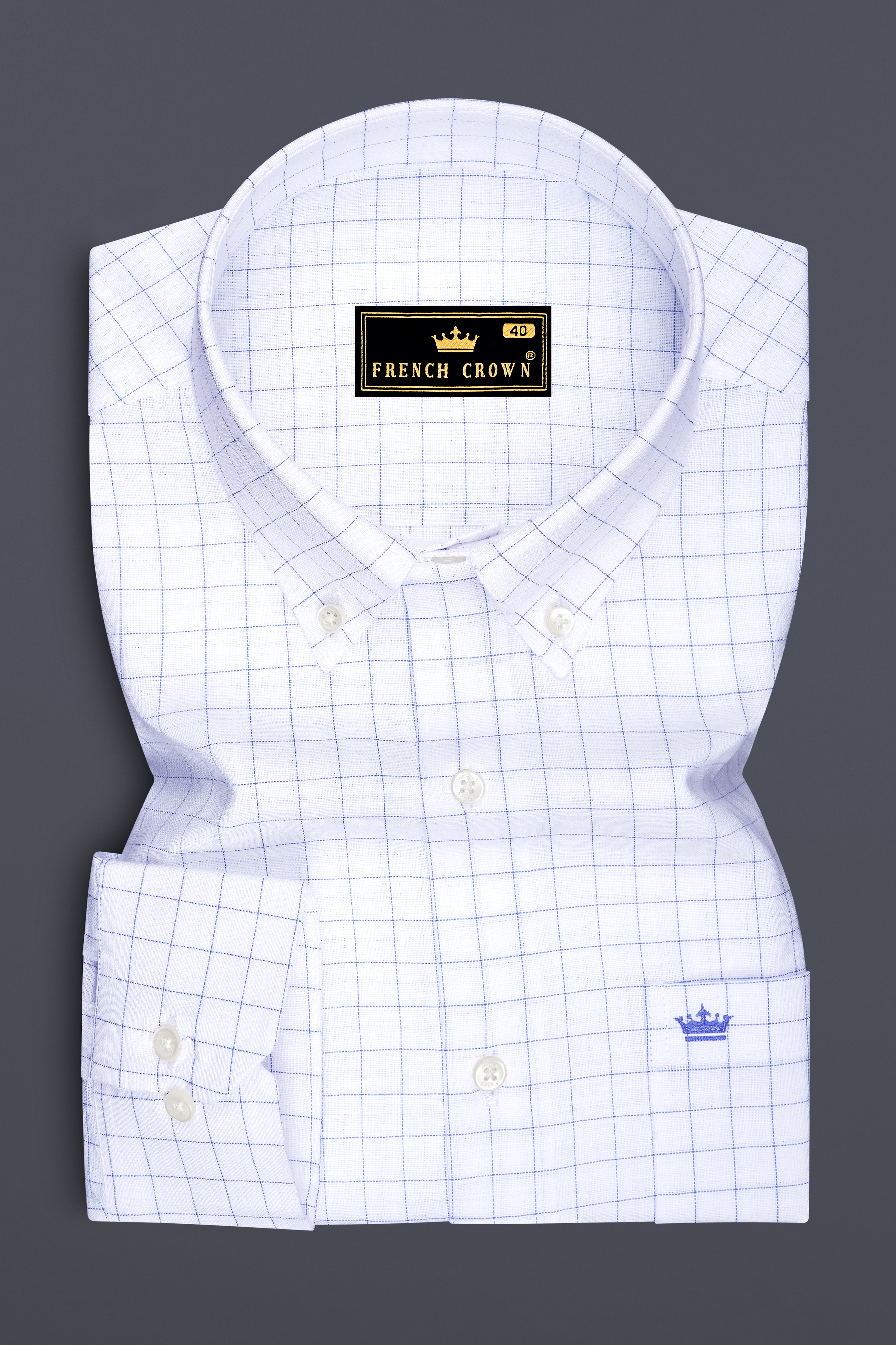 Sartori-Bright White And Waikawa Windowpane Luxurious Linen Button Down Dress Shirt