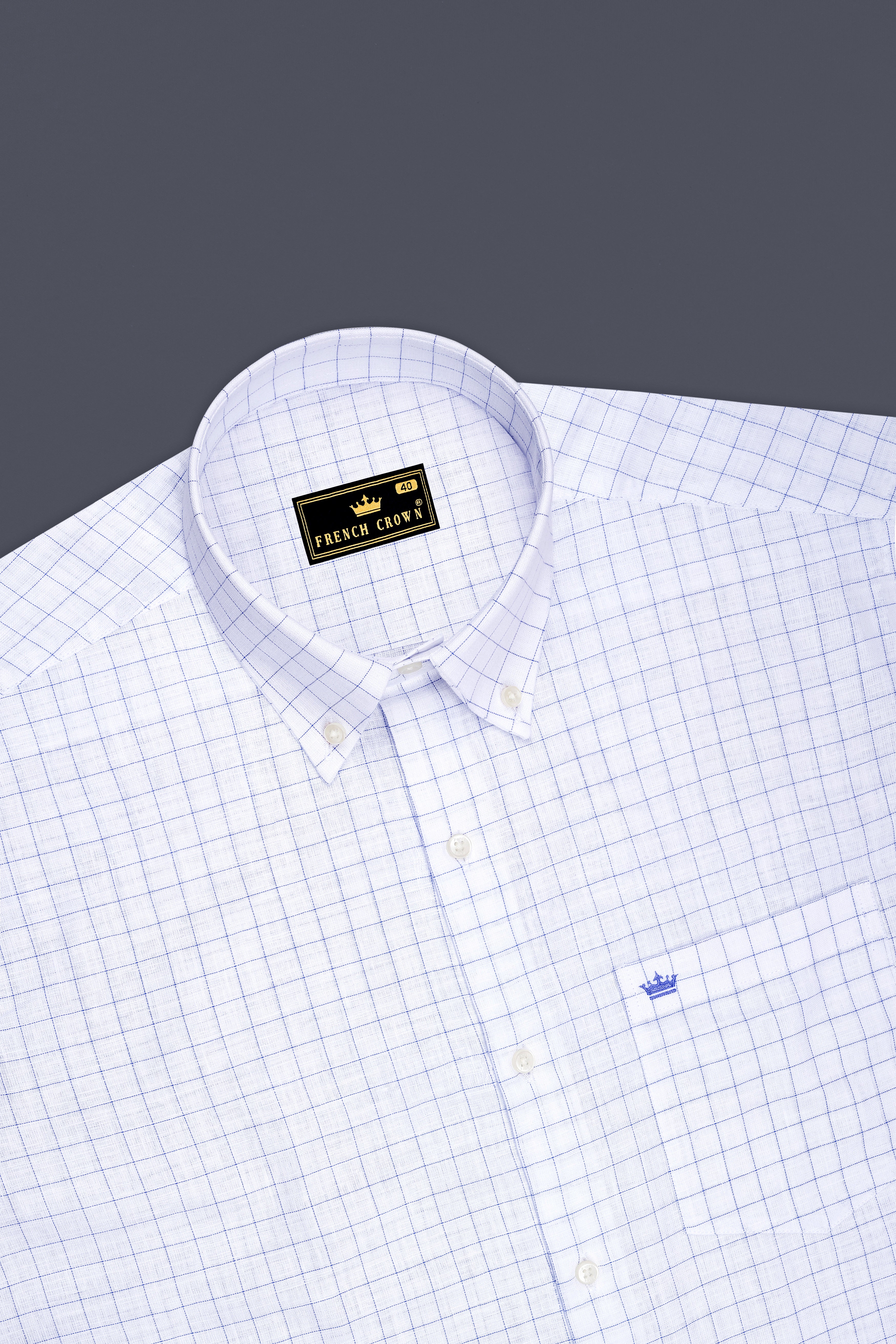 Sartori-Bright White And Waikawa Windowpane Luxurious Linen Button Down Dress Shirt