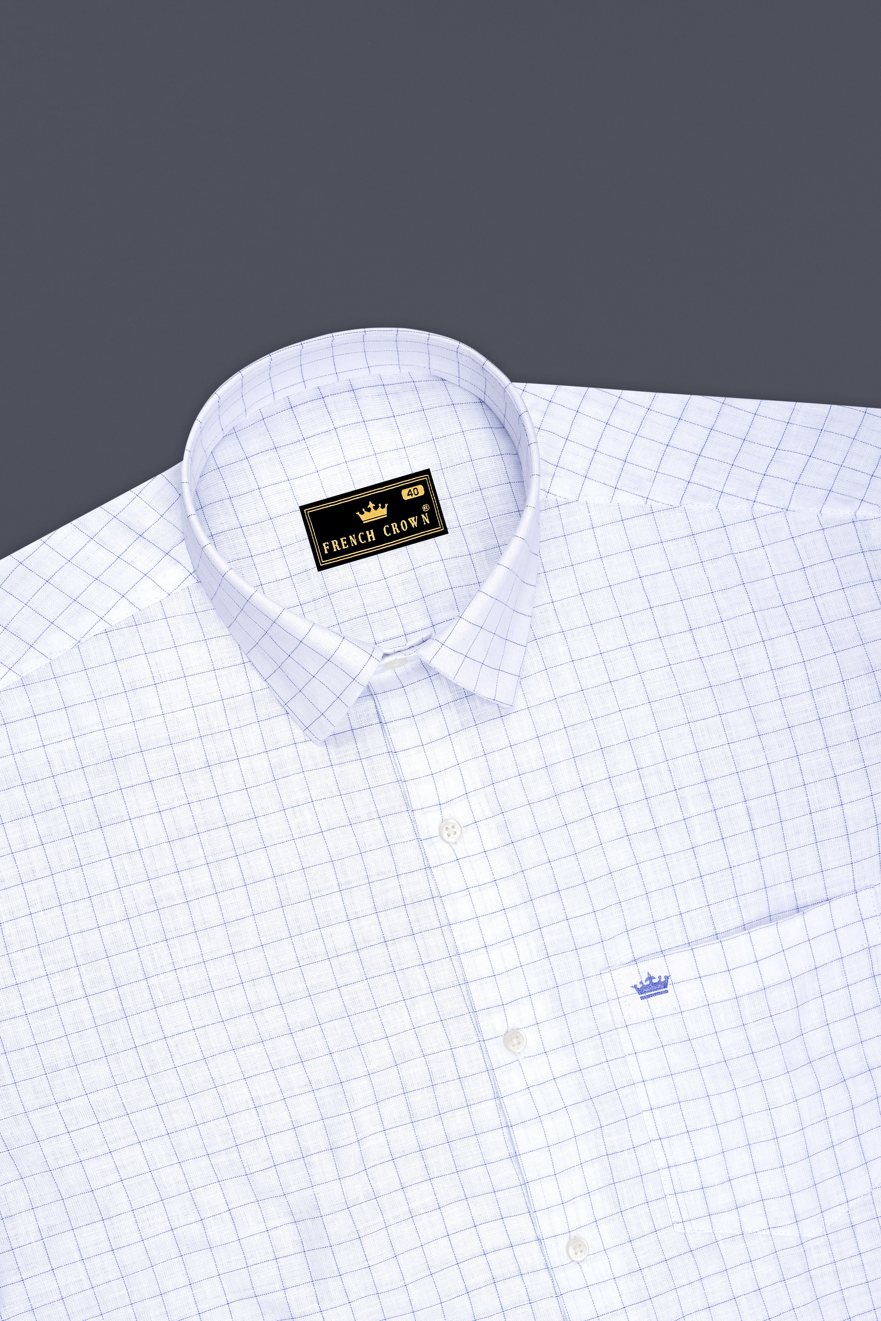 Sartori-Bright White And Waikawa Windowpane Luxurious Linen Dress Shirt