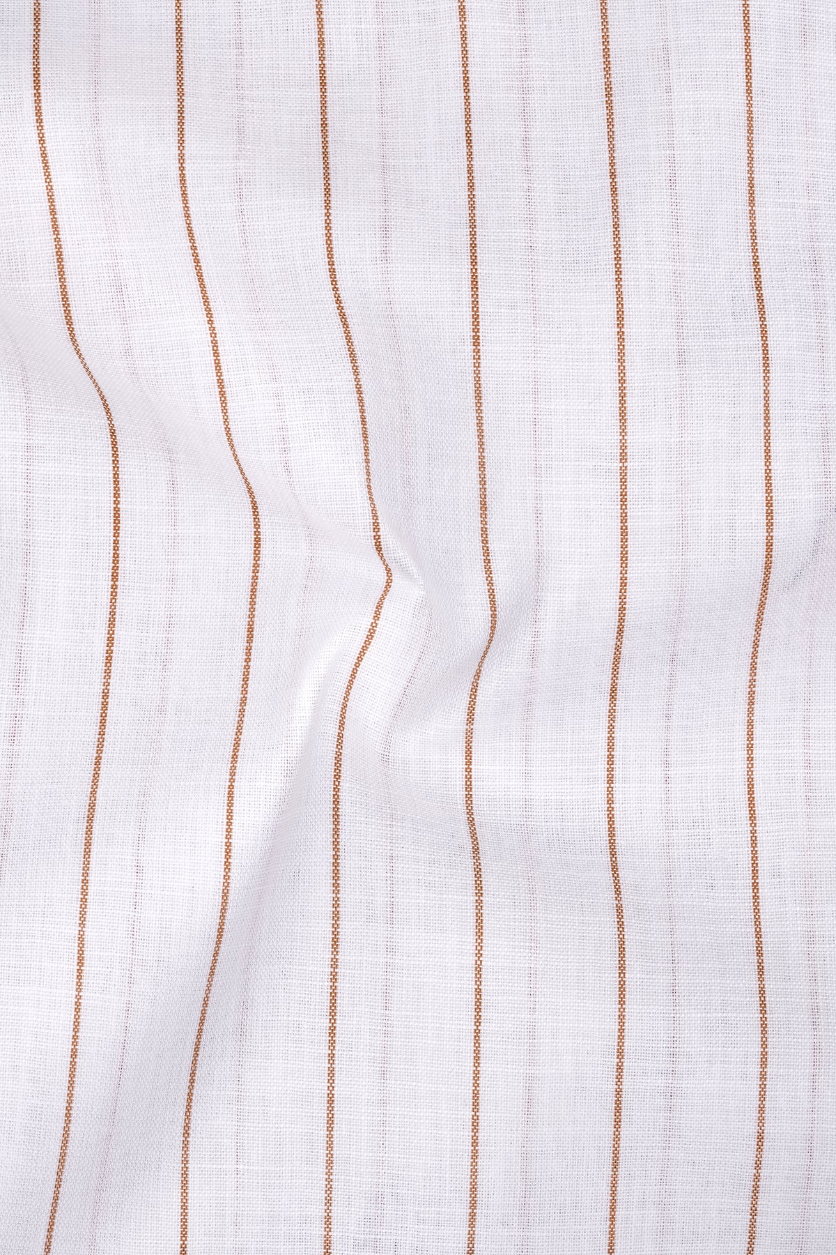 Echelon-Bright White And Mocha Brown Pin Striped Luxurious Linen Button Down Dress Shirt