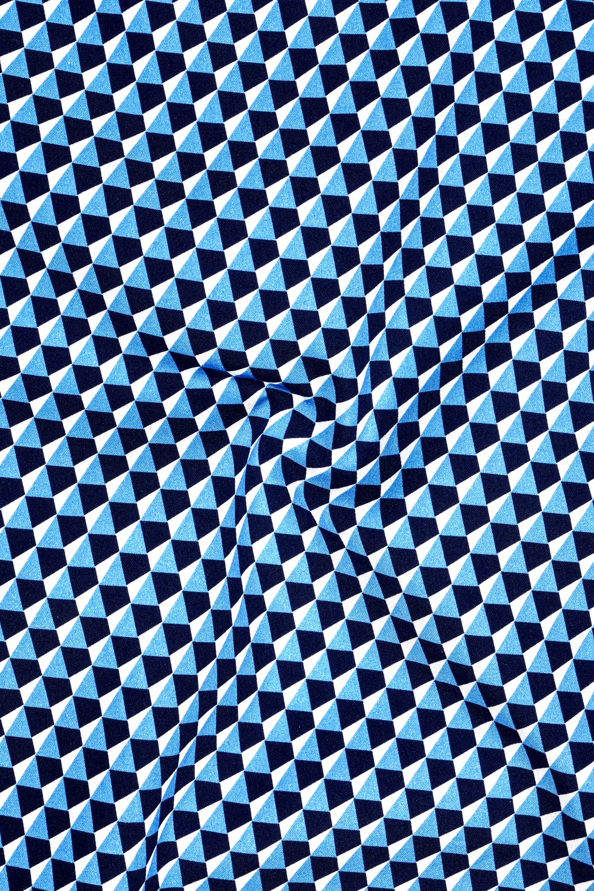 Prism-Malibu Blue Geometric 3D Diamond Printed Subtle Sheen Super Soft Premium Cotton Casual Shirt