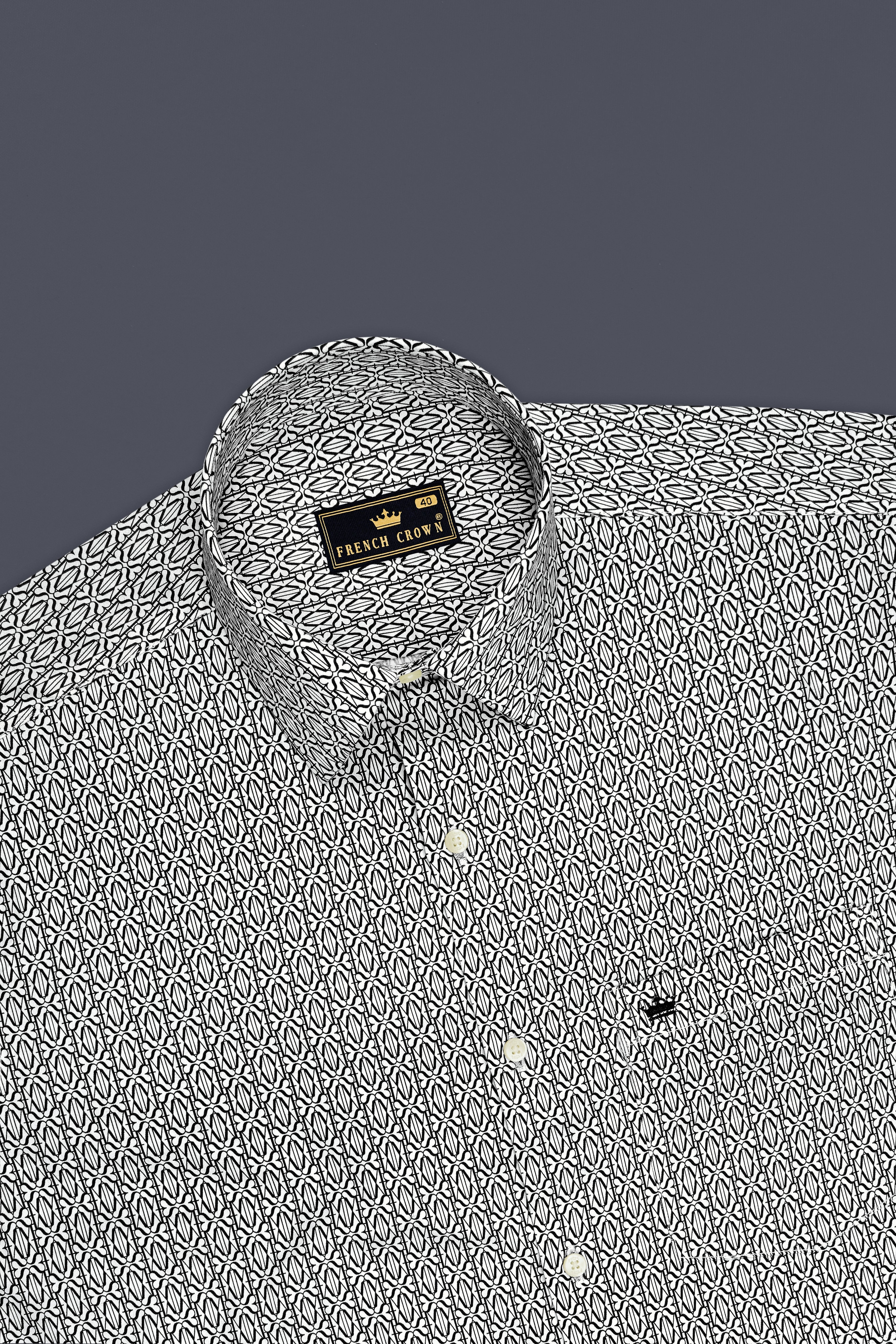Zenvier-Jade Black And Bright White Monogram Printed Subtle Sheen Super Soft Premium Cotton Casual Shirt
