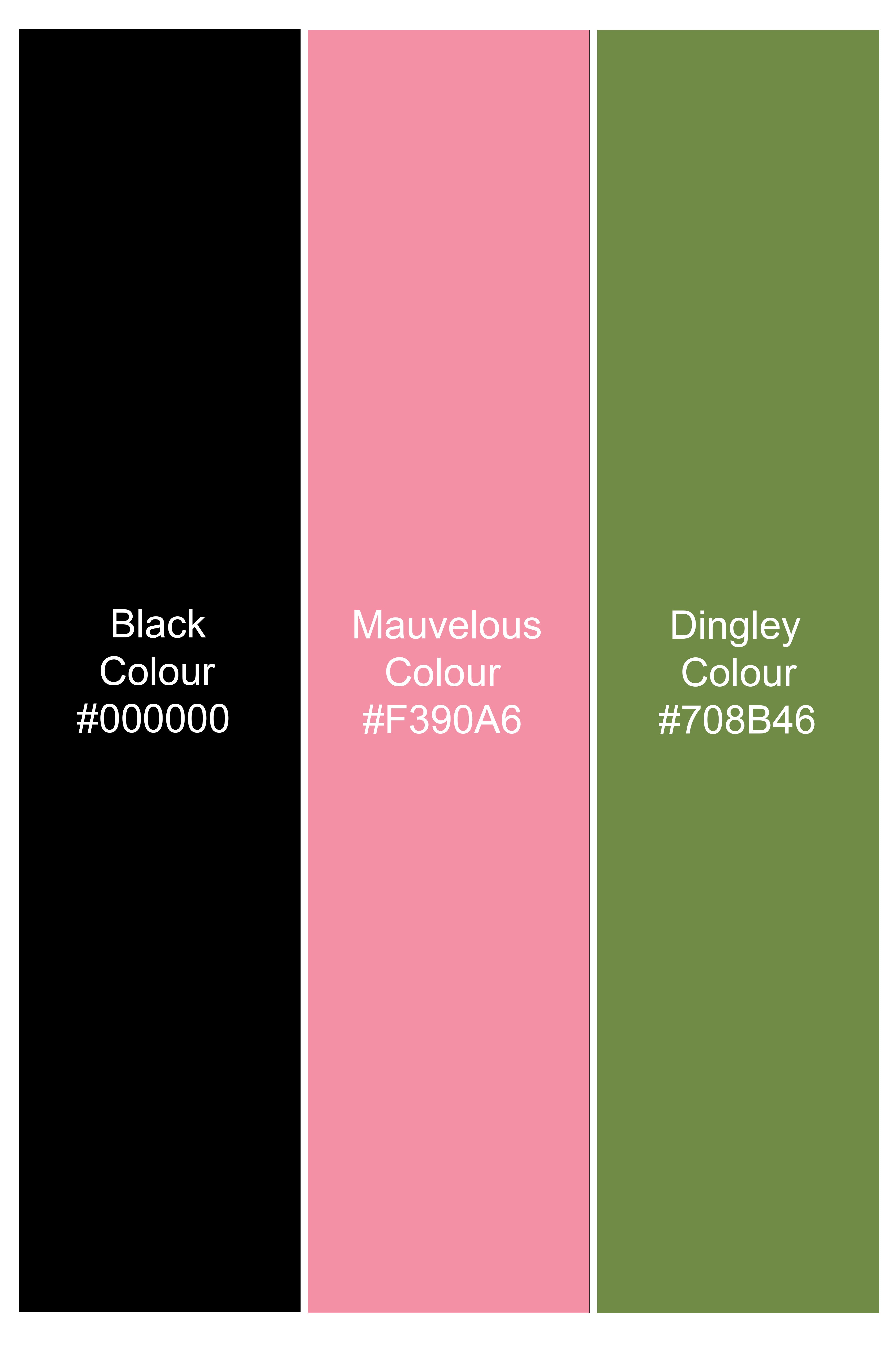 Magnolia-Jade Black And Mauvelous Pink Phoenix & Rose Garden Printed Subtle Sheen Super Soft Premium Cotton Casual Shirt